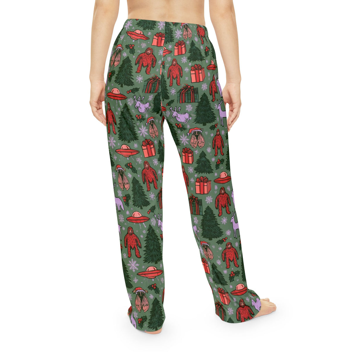 Cryptid Christmas Pajama Pants | Bigfoot Mothman UFO Holiday