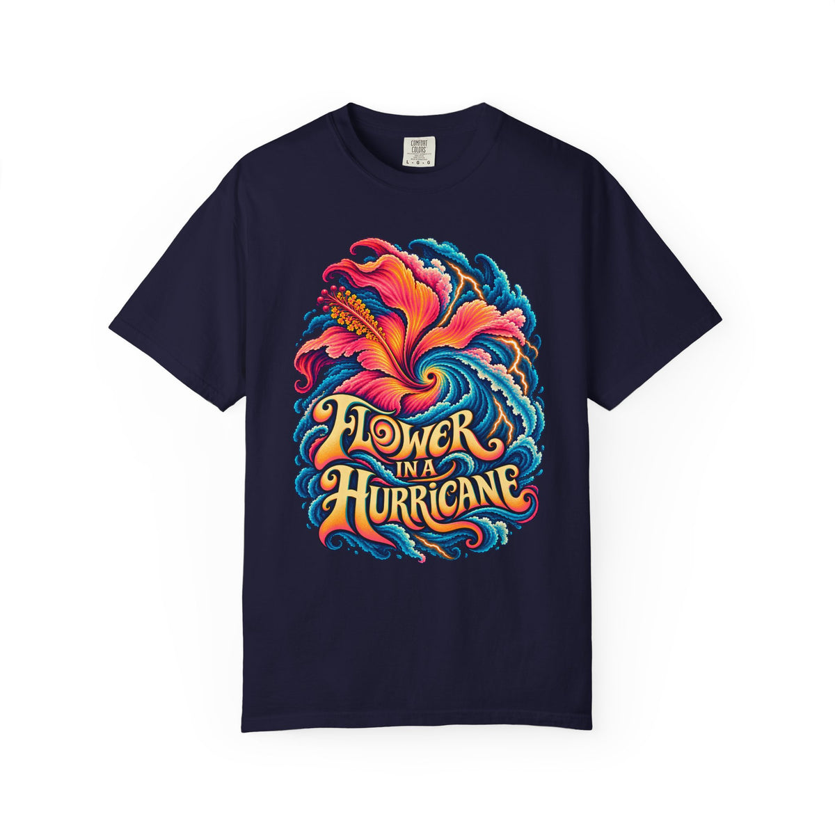 Flower in a Hurricane Shirt | Psychedelic Hibiscus Graphic Tee | Comfort Colors 1717