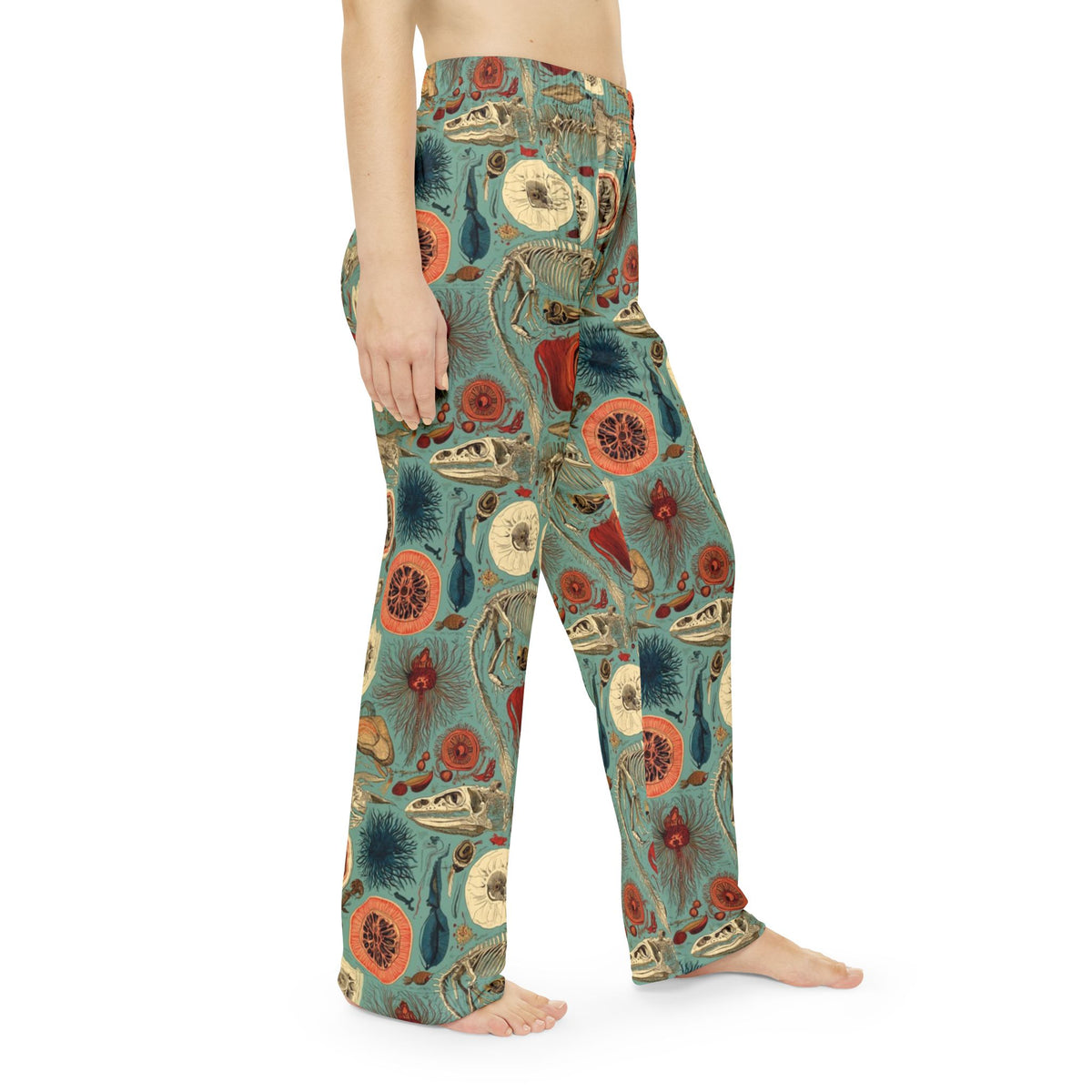 Impossible Zoology Pajama Pants | Teal Skeleton Specimen Print