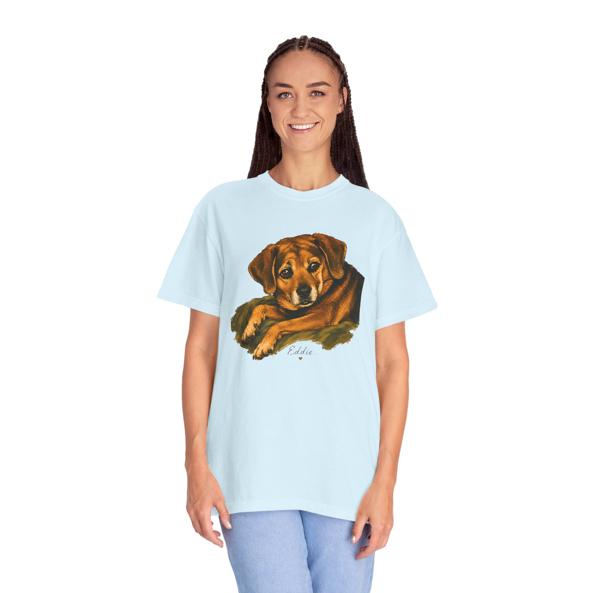 Eddie Vintage Dog Portrait Shirt | Cozy Hand Painted Pet Graphic Tee | Gift for Dog Lovers