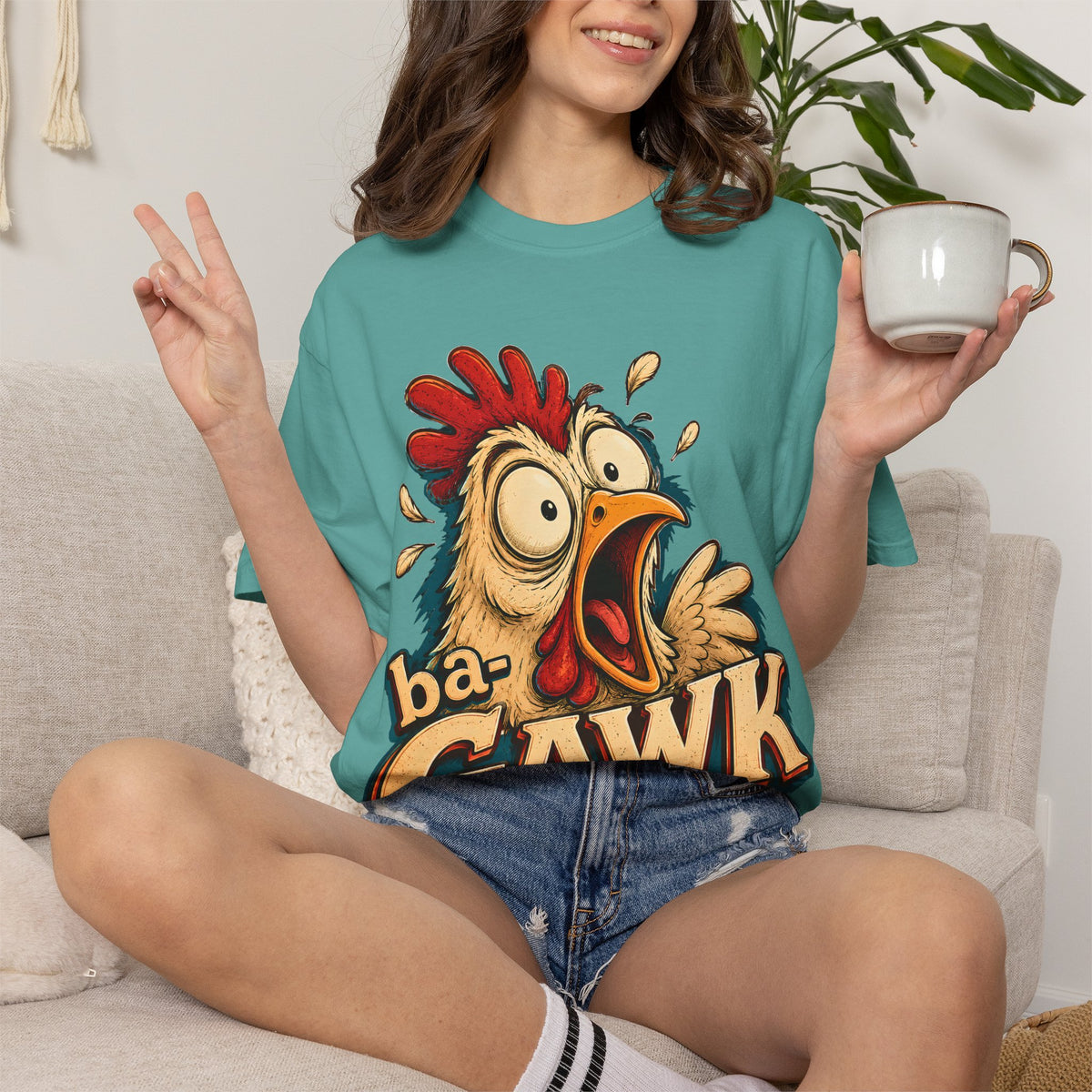ba-GAWK Chicken Shirt | Funny Chicken Graphic Tee | Comfort Colors Farm Humor Shirt | Vintage Chicken Lover Gift | Gawking Chicken Tee