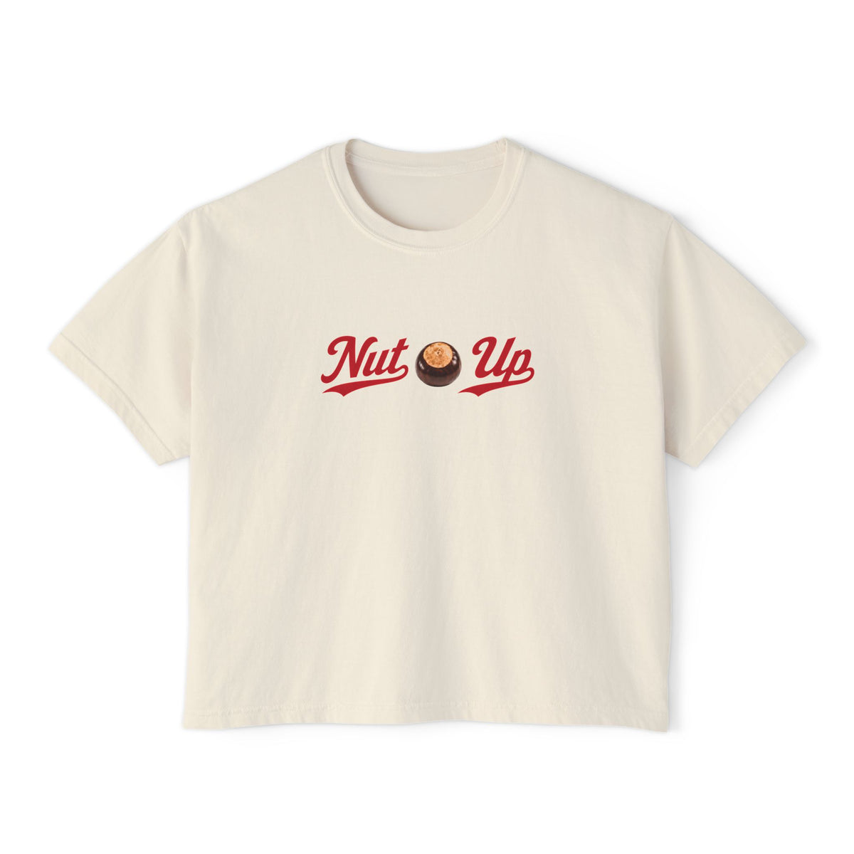 Boxy-crop Nut Up Shirt | Buckeye Nut Graphic Tee | Ohio Inspired Nature Shirt | Midwest Outdoor Tee | Vintage Script T-Shirt