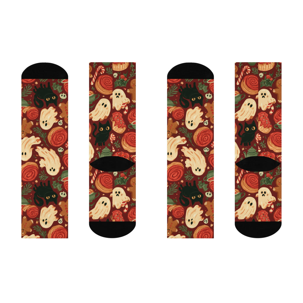 Haunted Christmas Bakery Crew Socks | Ghosts Cats & Pastries