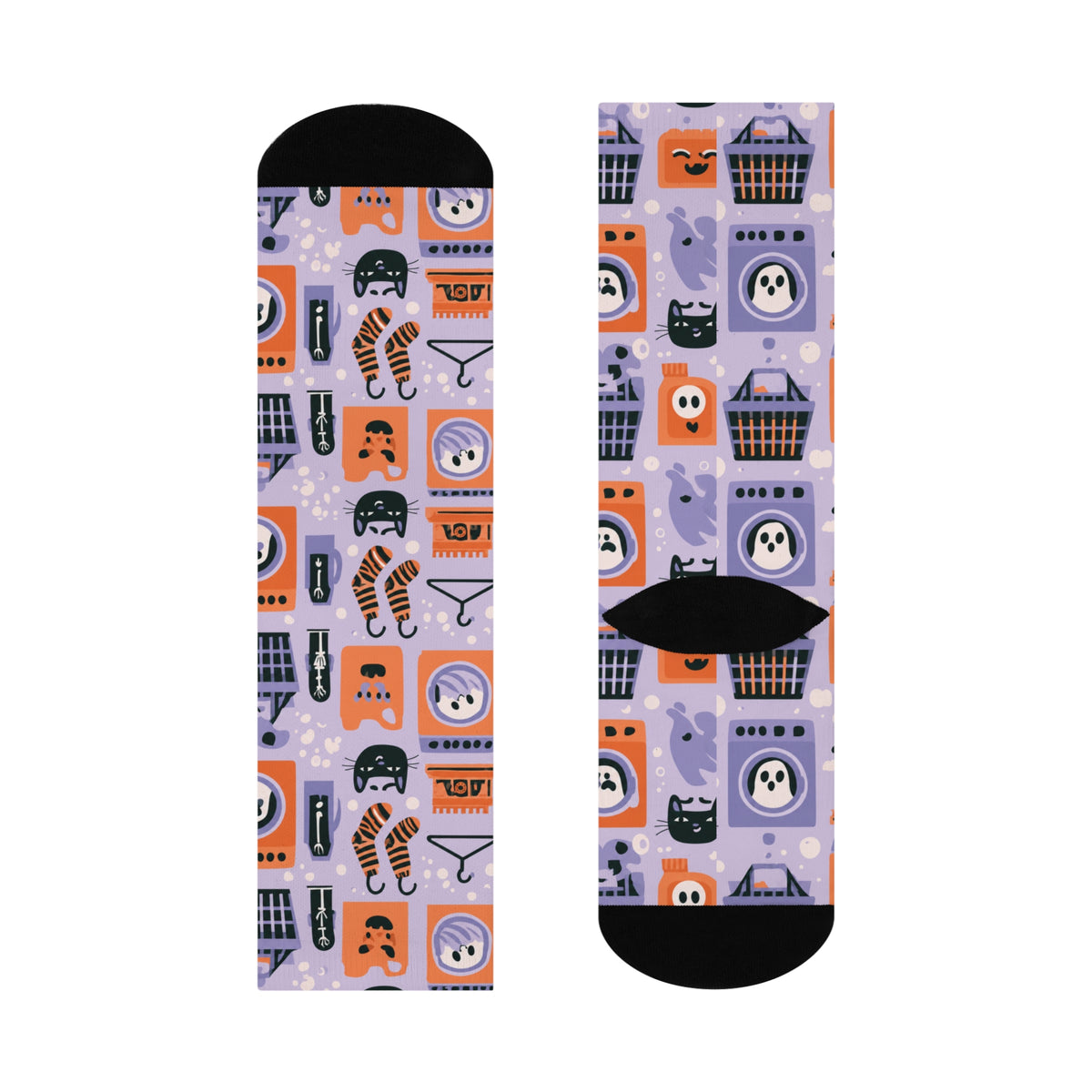 Haunted Laundromat Crew Socks | Ghosts Cats & Washing Machines