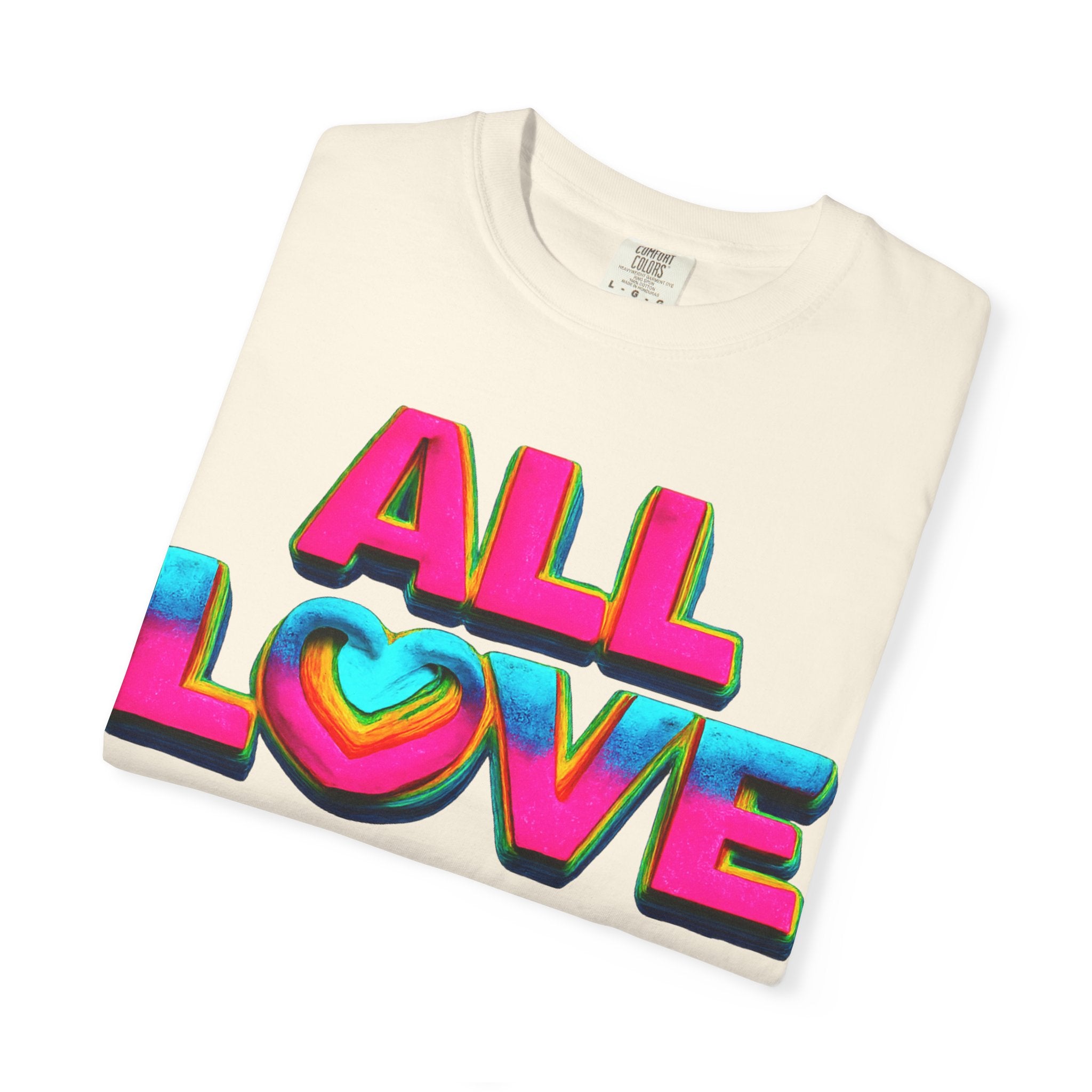 All Love Shirt, Retro Colorful Tee, Positive Vibes Shirt, Heart Graphic Tee, Bright Aesthetic T-Shirt, Feel Good Shirt, Gift for Friends