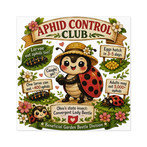 Aphid Control Club Square Sticker Lady Beetle Garden Vinyl Decal
