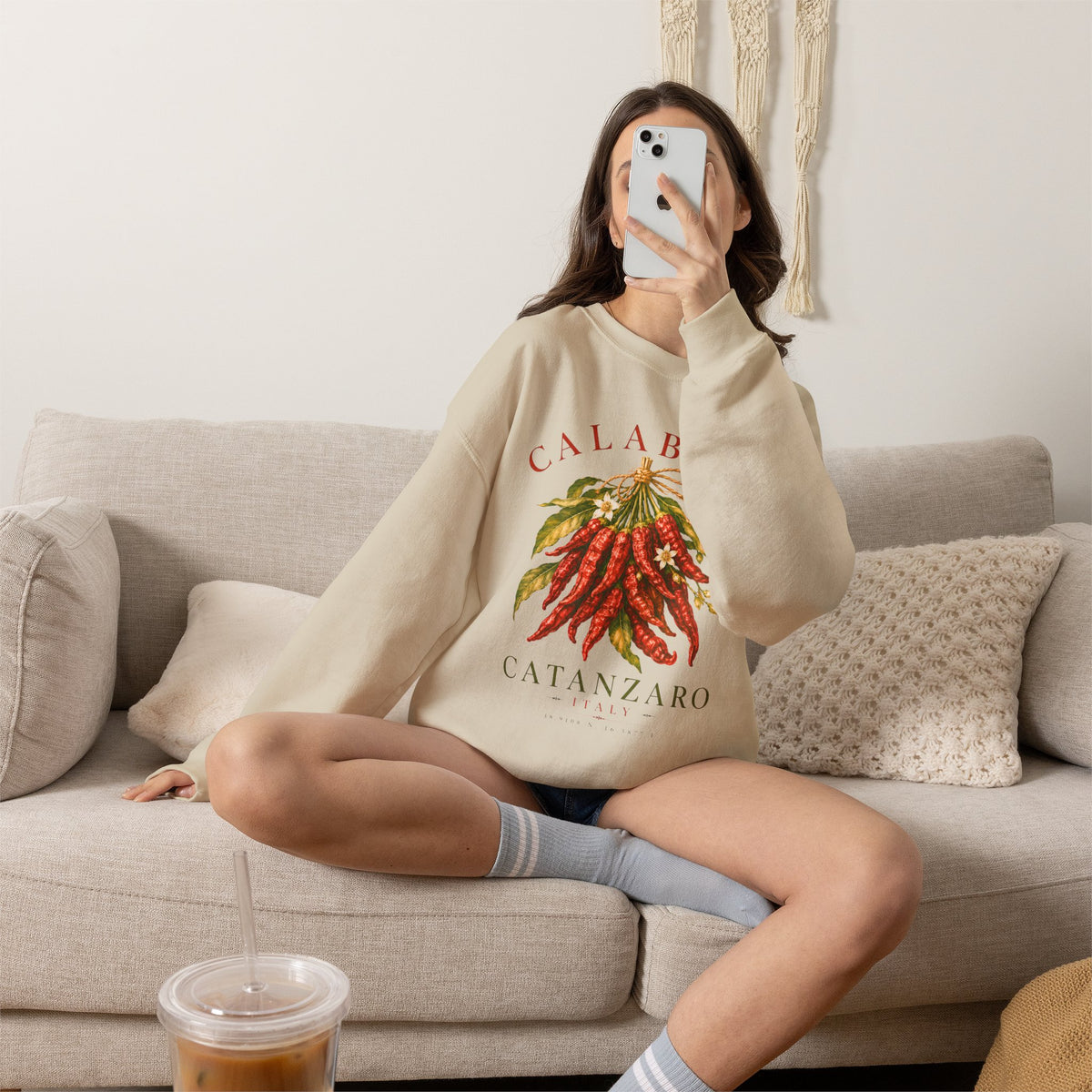Calabria Catanzaro Sweatshirt, Vintage Italian Chili Pepper Crewneck, Italian Heritage Sweatshirt, Calabria Gift, Cozy Unisex Pullover