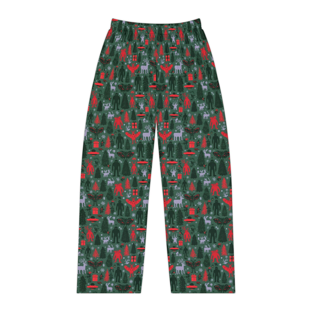 Dark Cryptid Christmas Pajama Pants | Mothman Bigfoot UFO