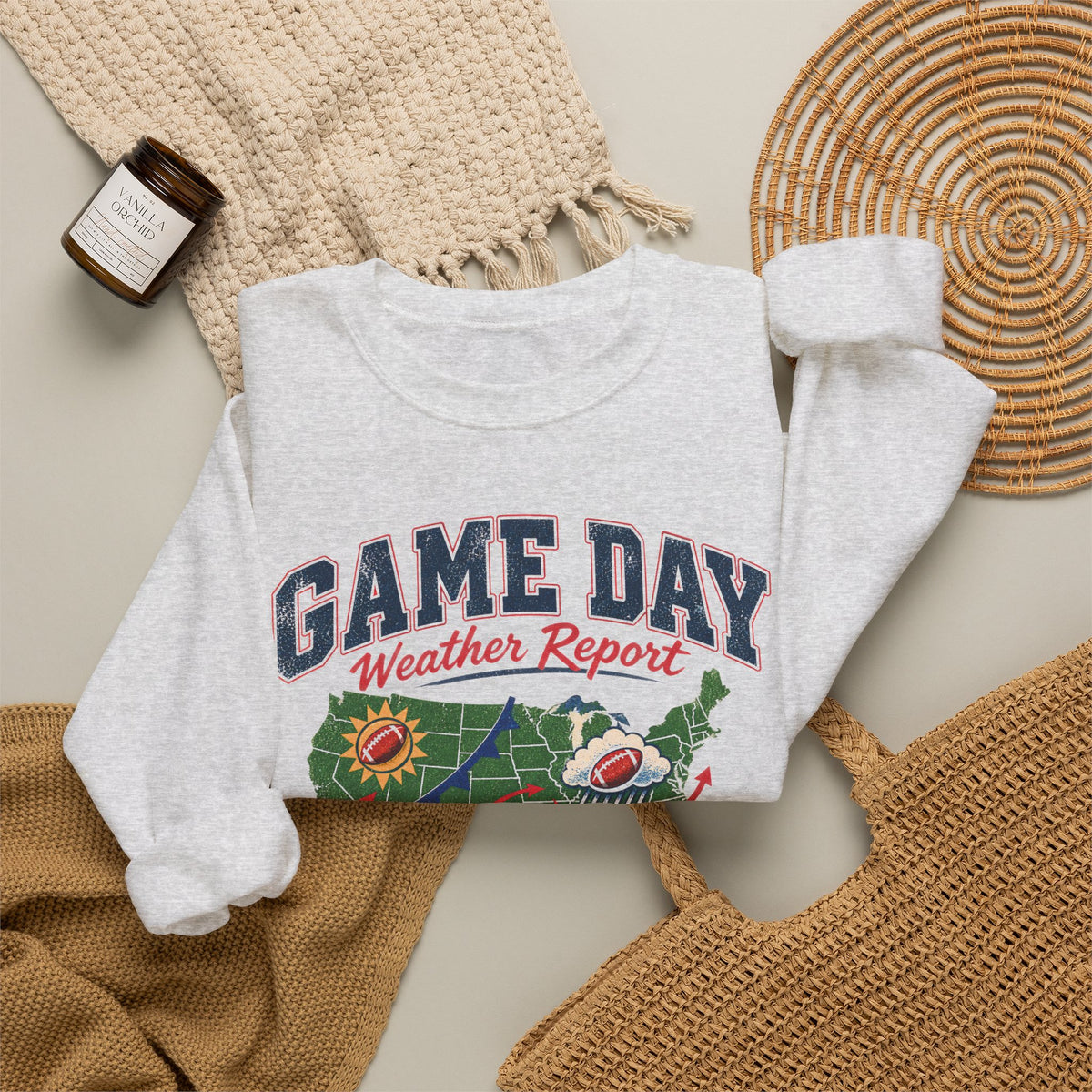 Game Day Weather Report 100% Chance of Football Sweatshirt | Football Weather Crewneck