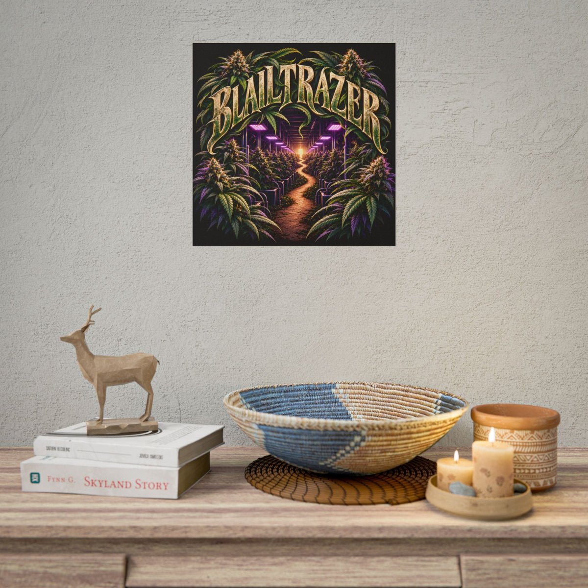 Blailtrazer Cannabis Grow Room Poster, Psychedelic Weed Wall Art, Stoner Decor, 420 Gift, Neon Marijuana Print