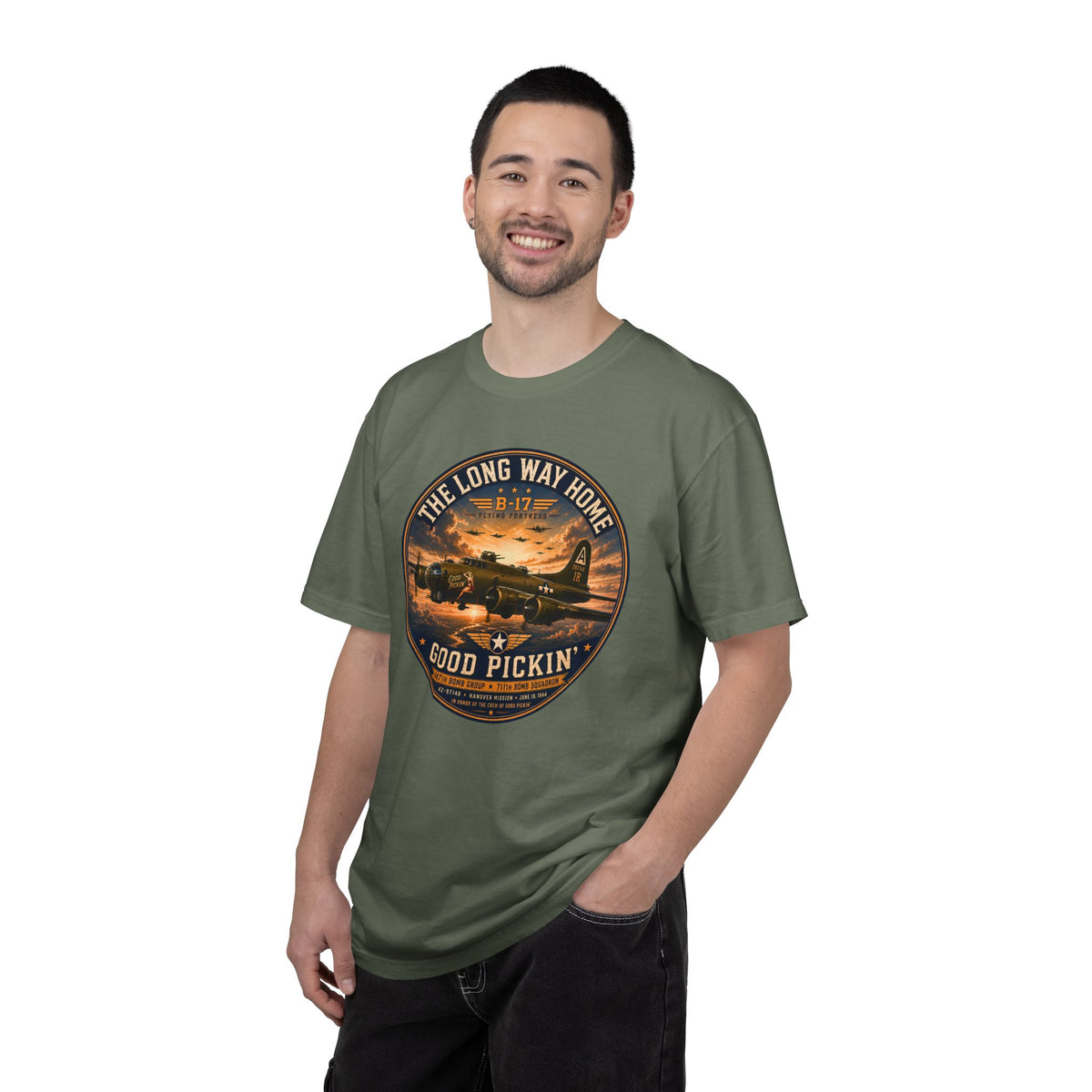 B-17 Flying Fortress Shirt, Good Pickin Tee, WWII Aviation Shirt, Historic Bomber Graphic, Warbird Gift, Pilot Shirt, Aircraft Lover Gift