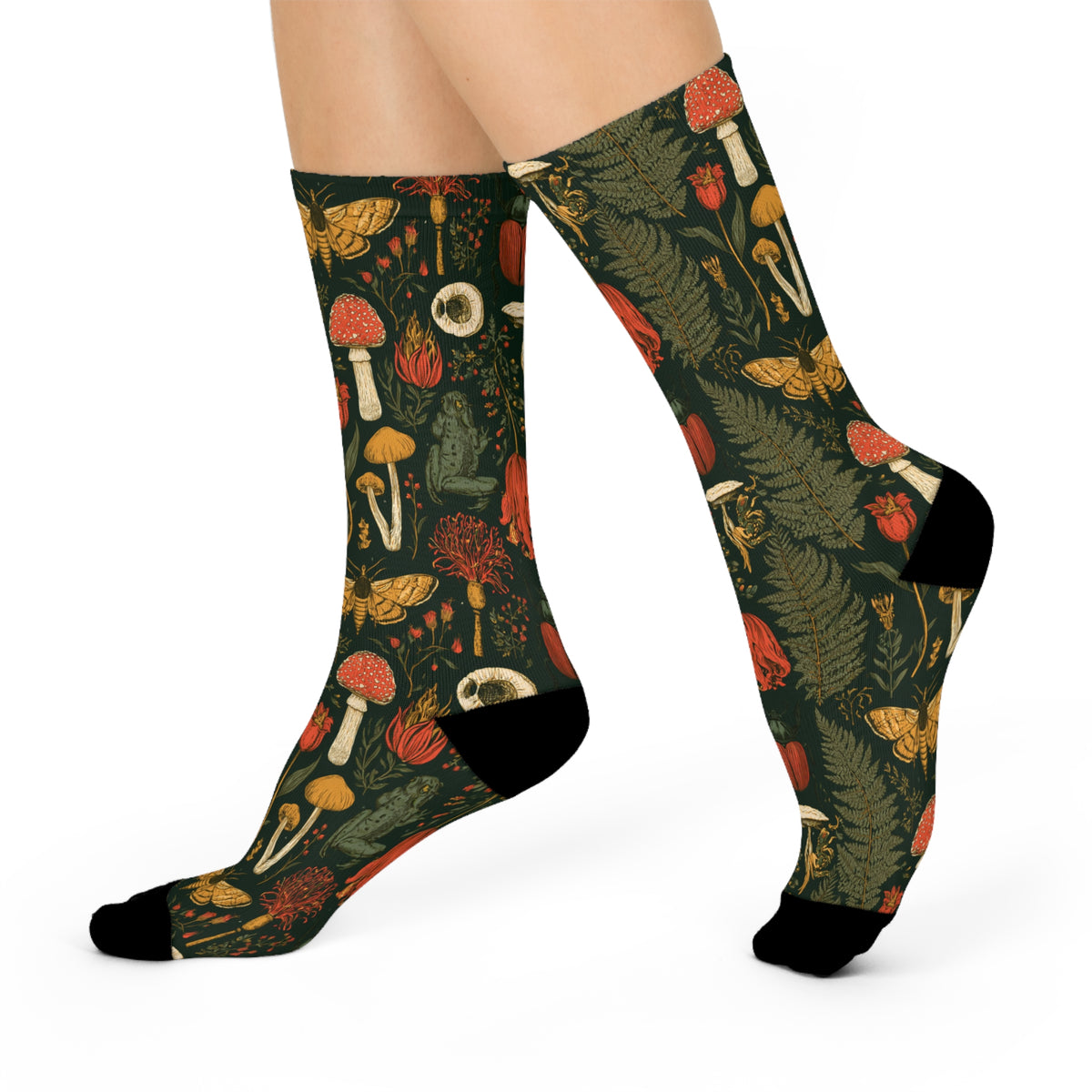 Cabinet of Curiosities Crew Socks | Fern Moth Mushroom Print