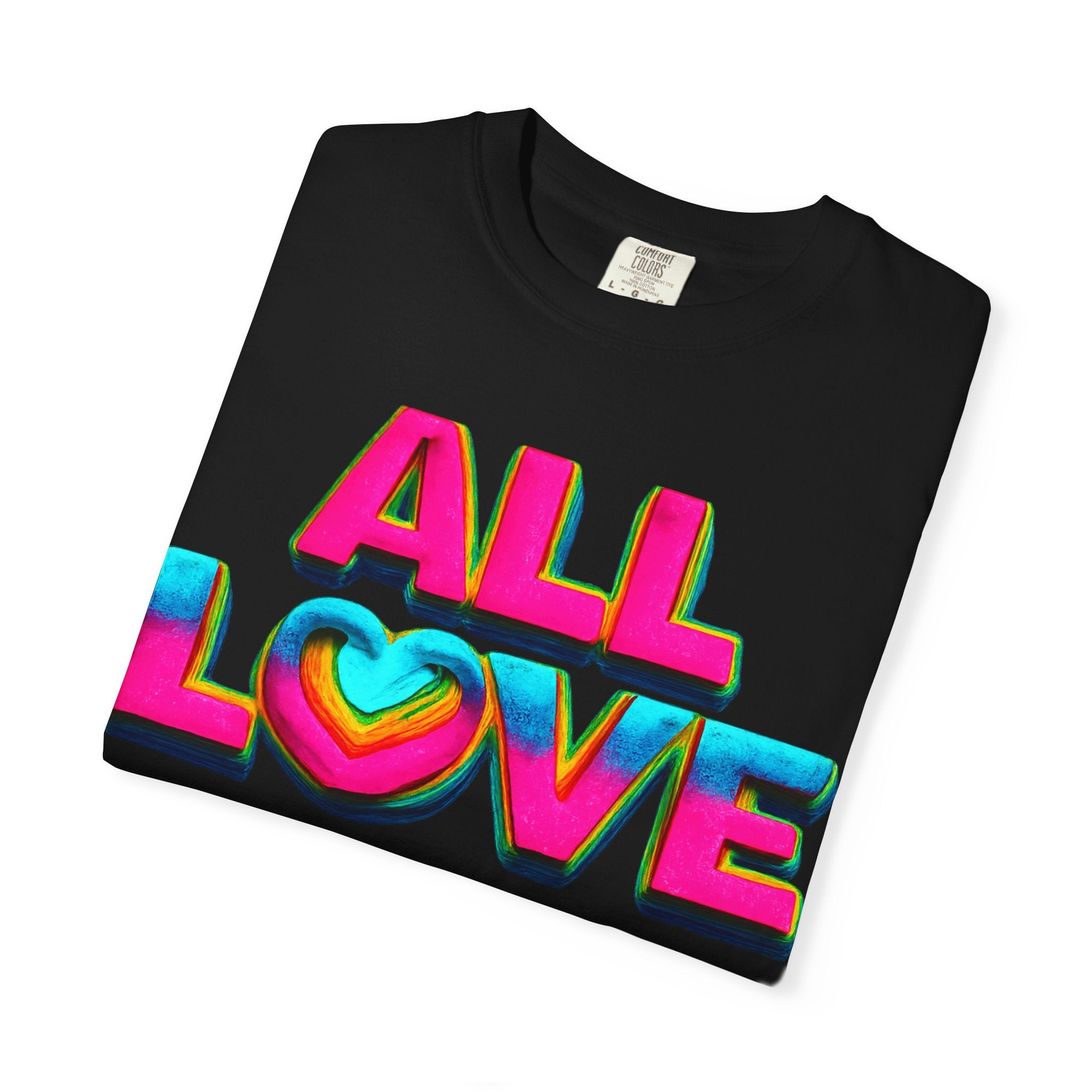 All Love Shirt, Retro Colorful Tee, Positive Vibes Shirt, Heart Graphic Tee, Bright Aesthetic T-Shirt, Feel Good Shirt, Gift for Friends