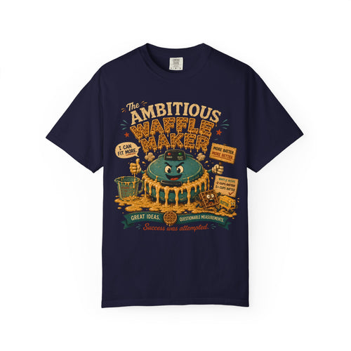 Ambitious Waffle Maker T-shirt | Retro Cartoon Breakfast Illustration