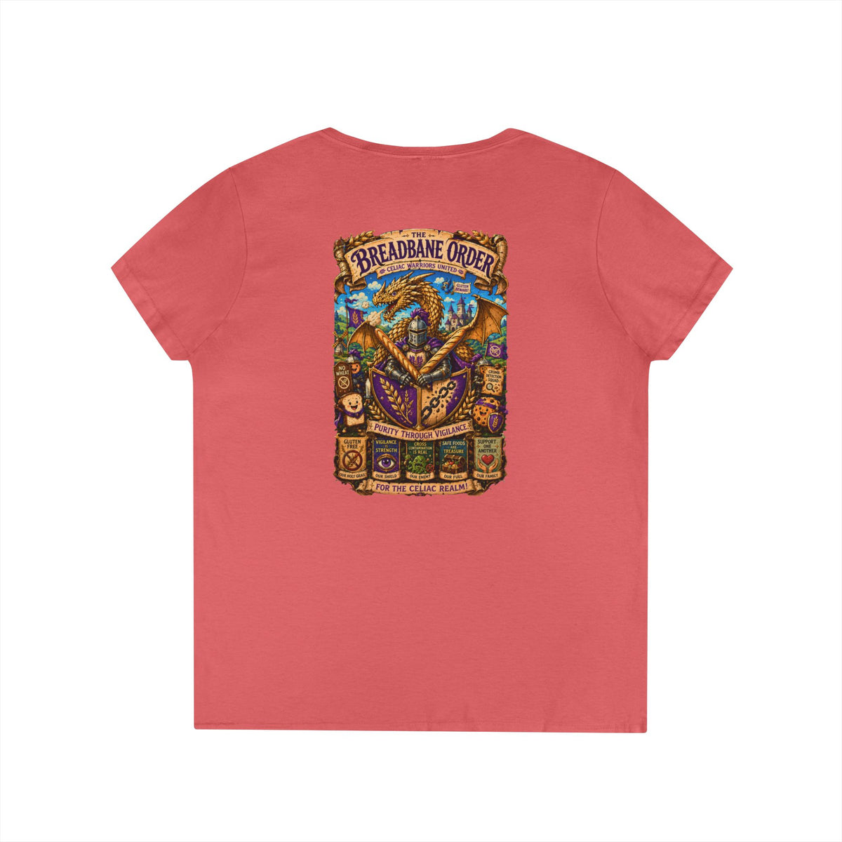 Breadbane Order crest V-Neck T-Shirt | Dragon crest, fantasy guild emblem