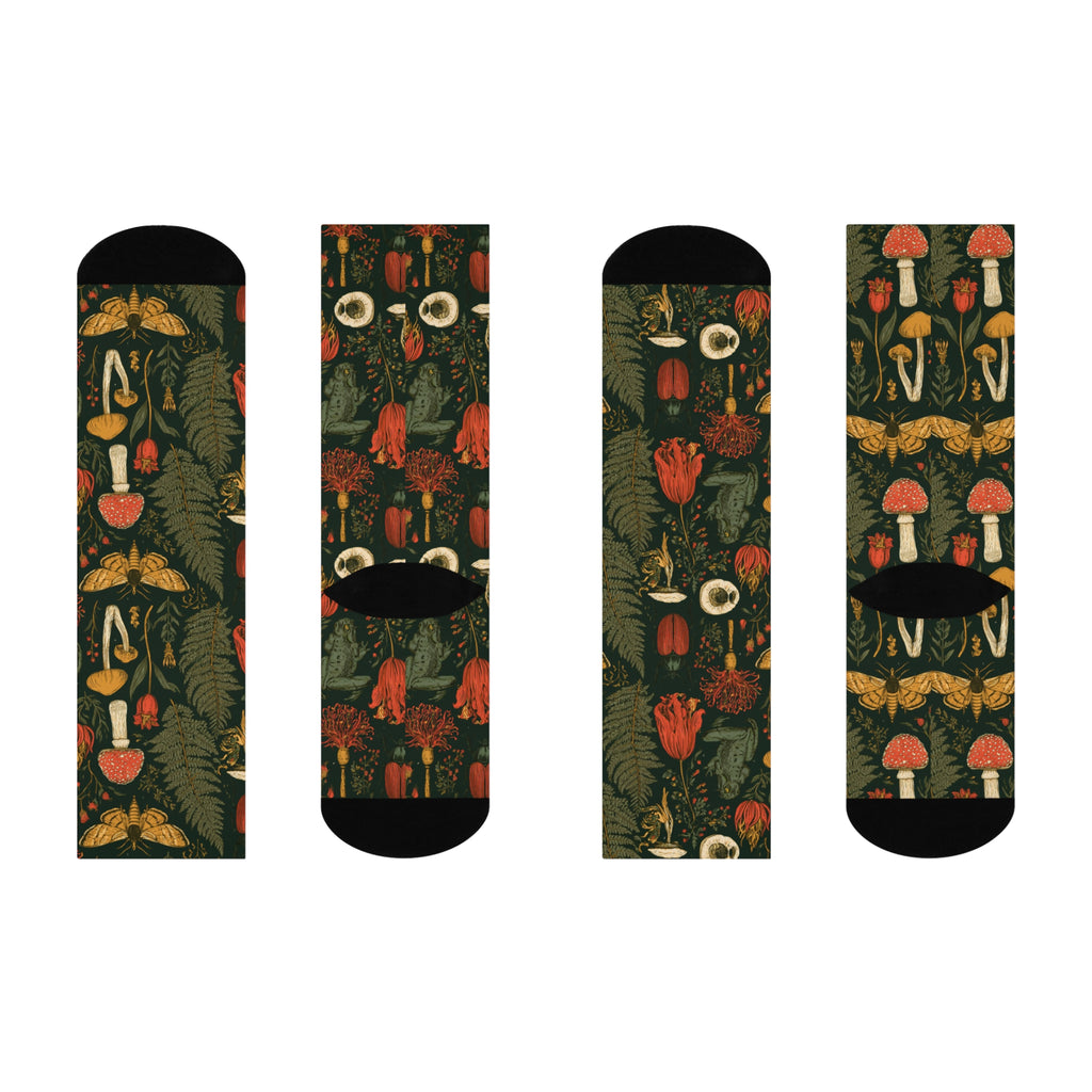 Cabinet of Curiosities Crew Socks | Fern Moth Mushroom Print