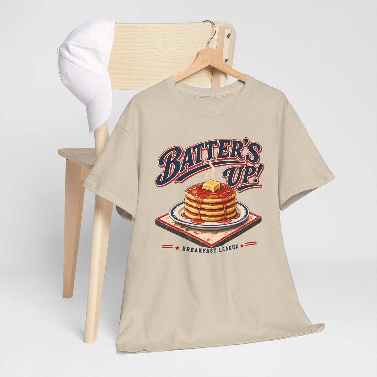Batters Up Pancake Shirt, Vintage Baseball Breakfast Tee, Funny Gameday Food T-Shirt
