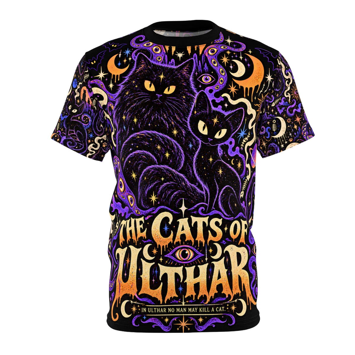 The Cats of Ulthar Literary Horror All Over Print Shirt | Lovecraft Inspired Gothic Cat Tee