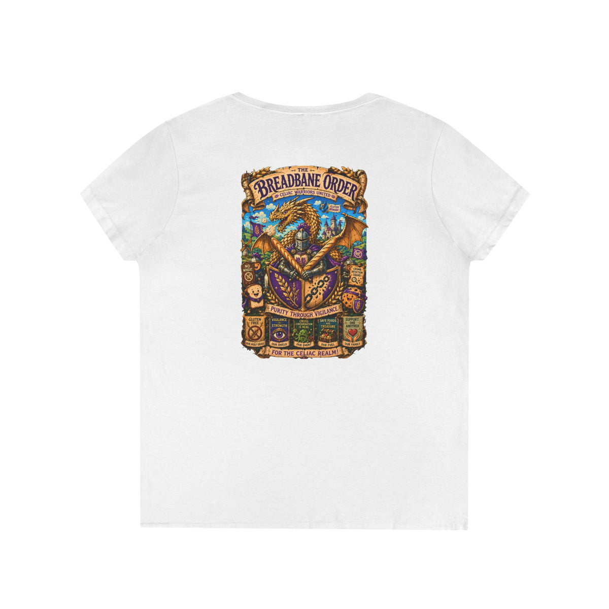 Breadbane Order crest V-Neck T-Shirt | Dragon crest, fantasy guild emblem