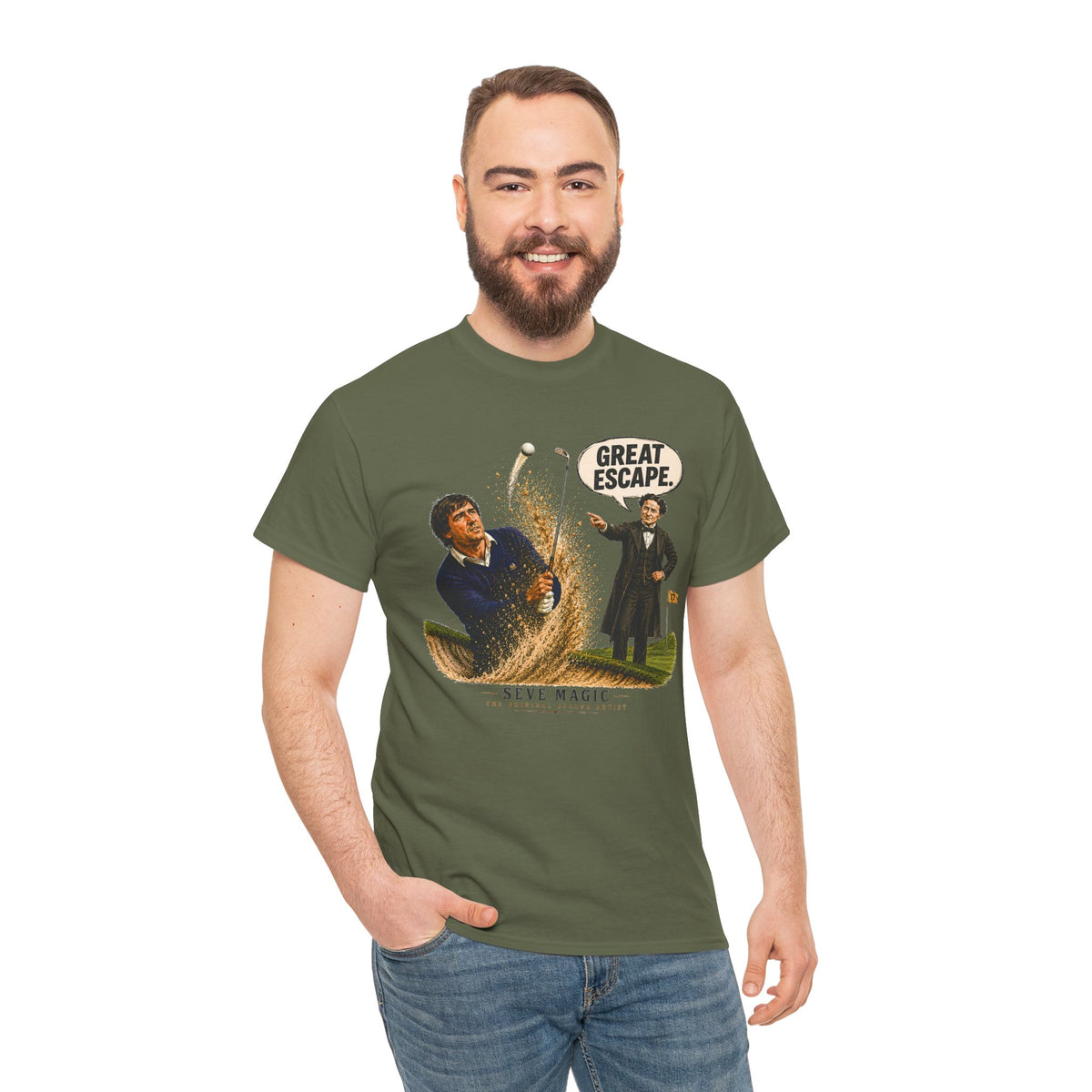 Great Escape Golf Shirt | Seve Ballesteros Houdini Golf Tee | Vintage Golf Humor Shirt | Bunker Shot Golf Gift