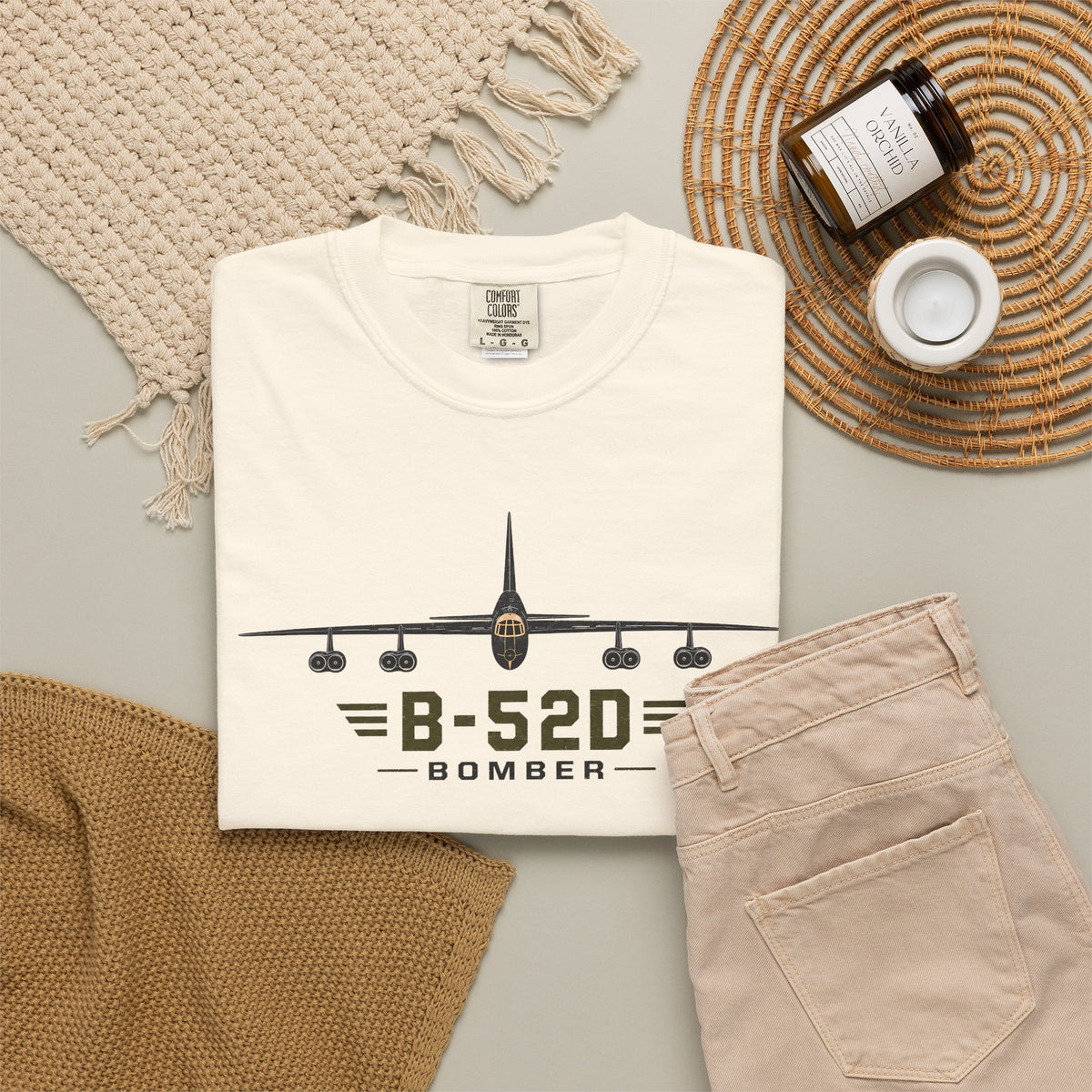 B-52D Bomber Shirt, Front View Aircraft Tee, Vintage Military Aviation T-Shirt, Air Force Veteran Gift, Comfort Colors 1717