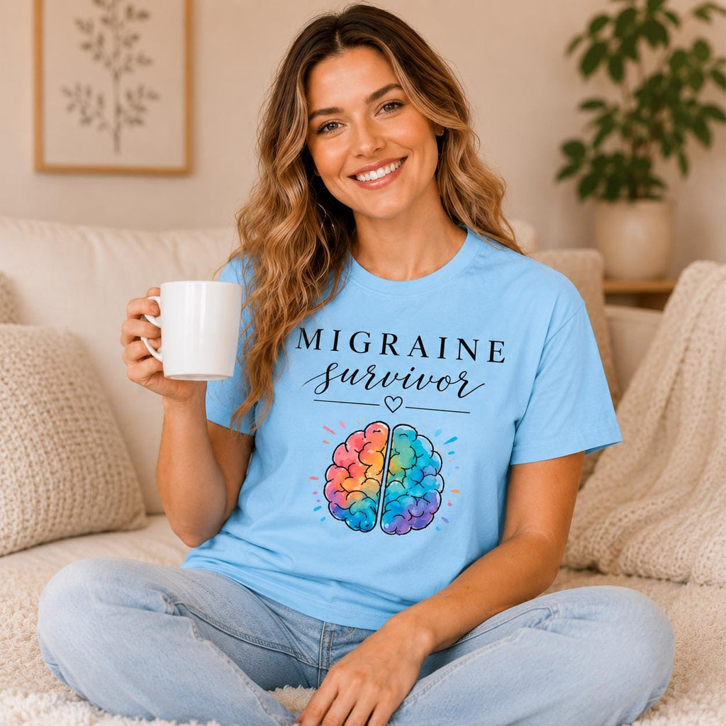 Migraine Survivor Shirt | Colorful Brain Graphic Tee, Mental Health Awareness