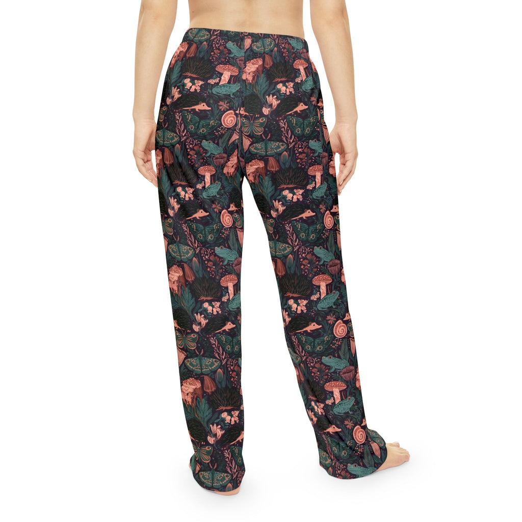 Nocturnal Garden Pajama Pants | Hedgehog Frog Moth Print