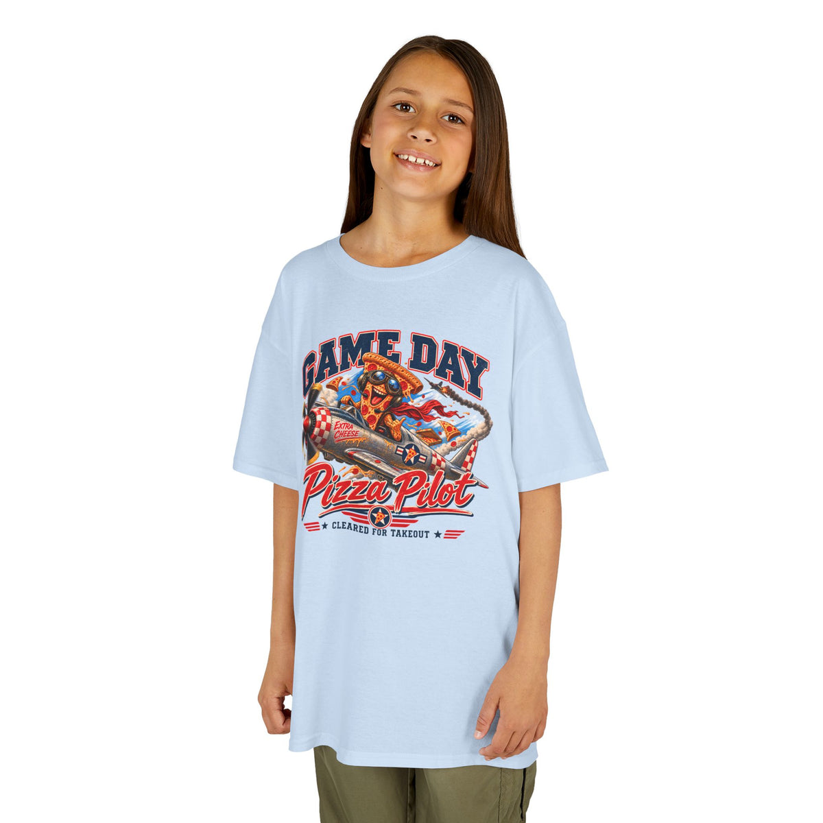 Game Day Kids Shirt, Football Kids Tee, Pizza Pilot Shirt, Funny Football Shirt for Boys Girls, Game Day Pizza Tee