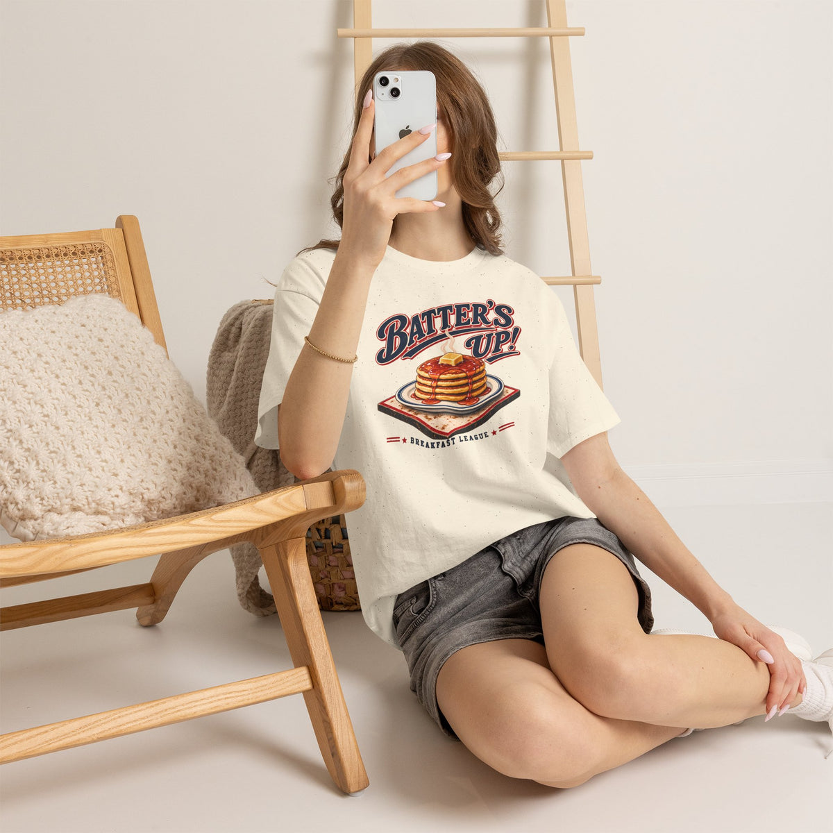 Batters Up Pancake Shirt, Vintage Baseball Breakfast Tee, Funny Gameday Food T-Shirt