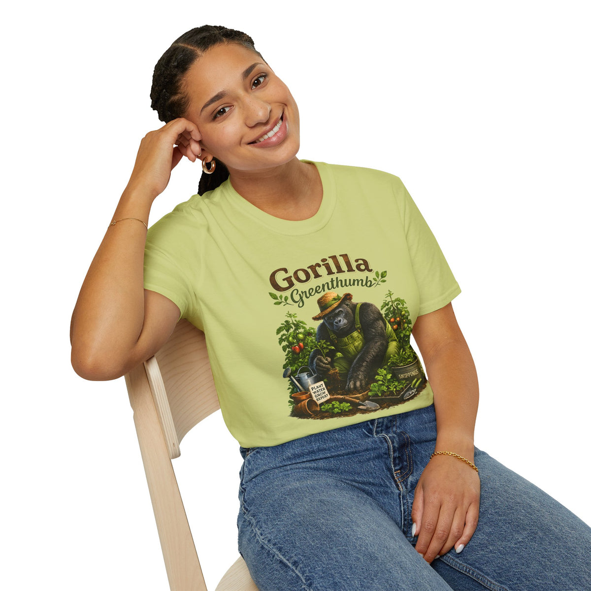 Gorilla Gardening Shirt, Funny Plant Lover Tee, Garden Humor T-Shirt, Botanical Graphic Tee, Gift for Gardeners, Unisex Softstyle Shirt