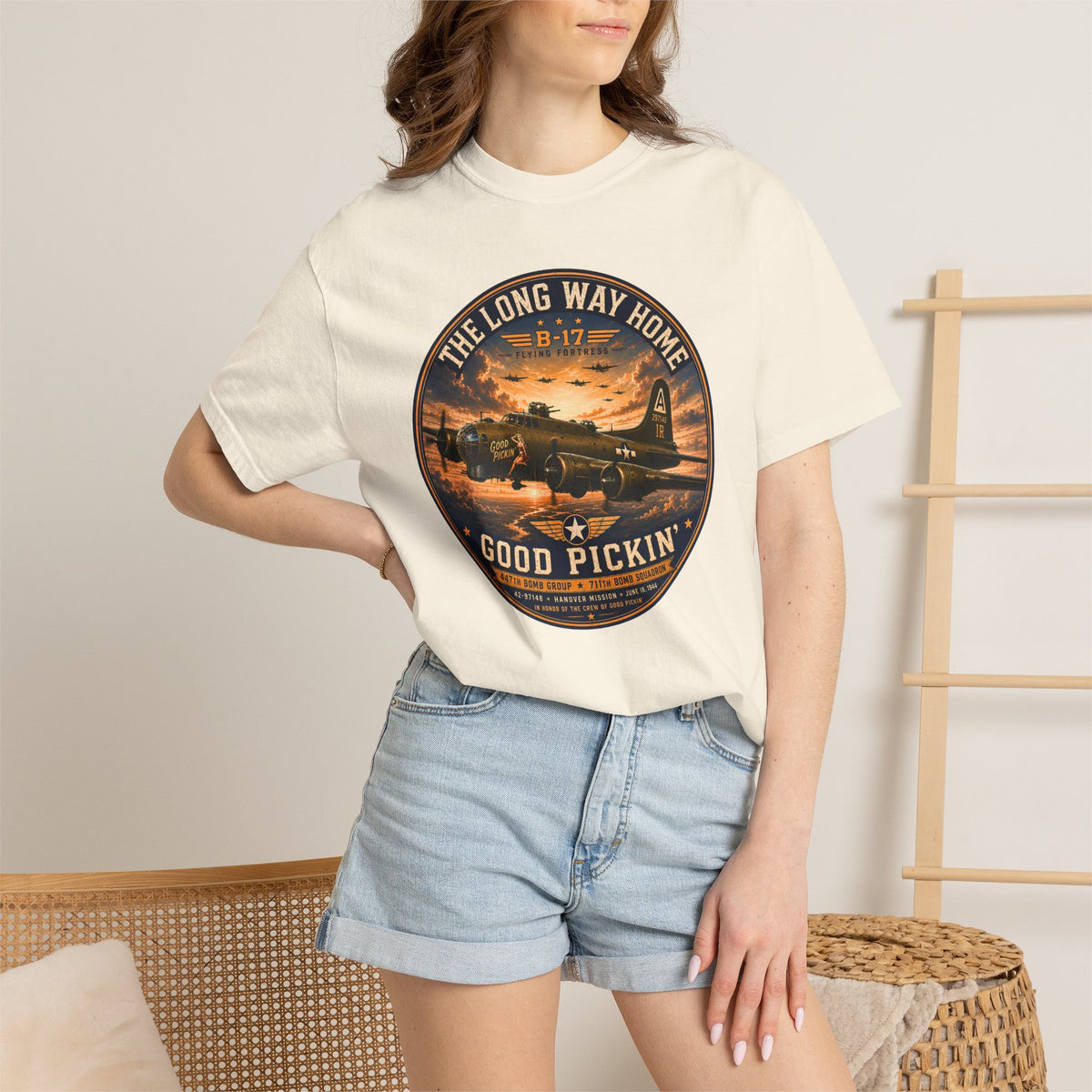 B-17 Flying Fortress Shirt, Good Pickin Tee, WWII Aviation Shirt, Historic Bomber Graphic, Warbird Gift, Pilot Shirt, Aircraft Lover Gift