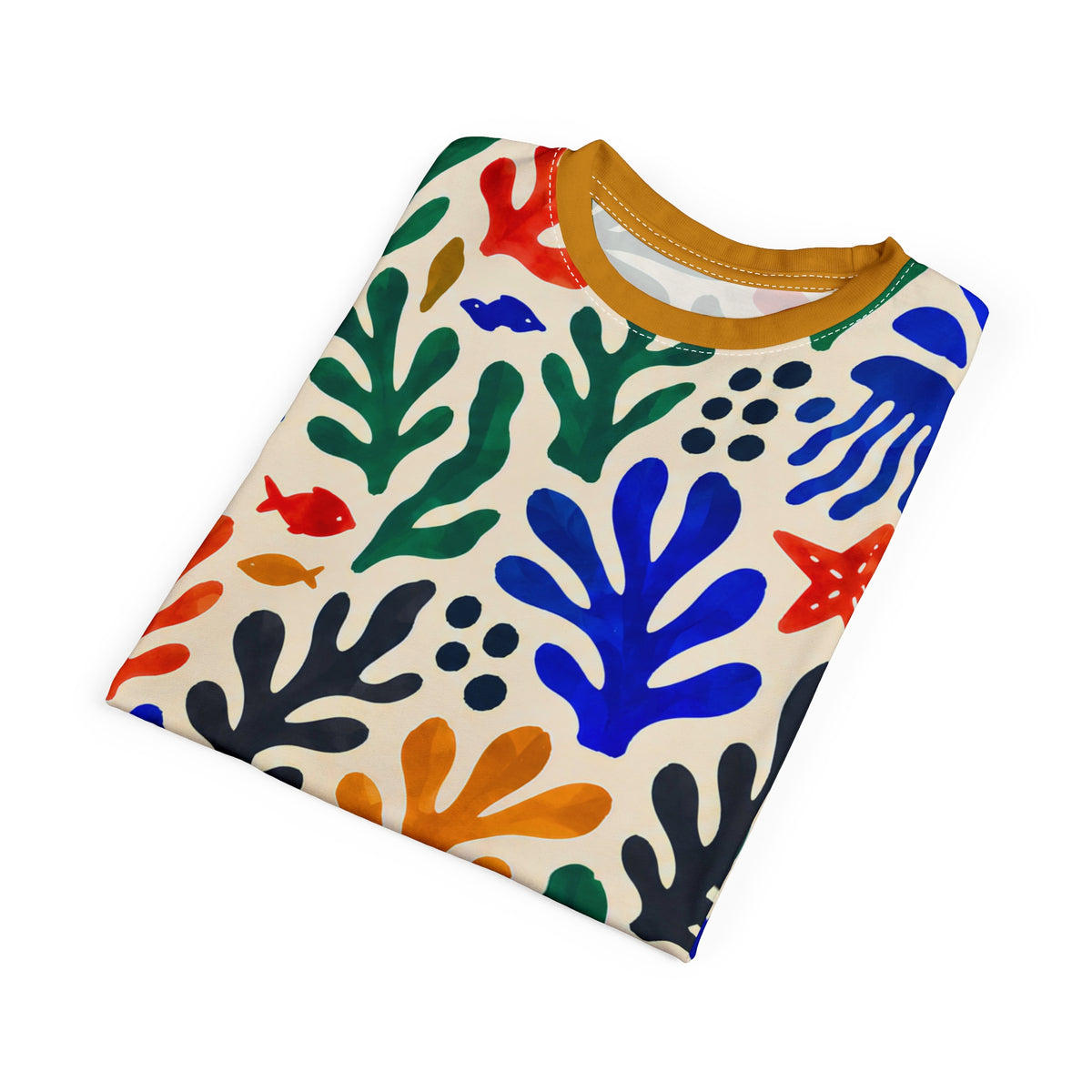 Colorful Seaweed & Jellyfish Pattern Tee | All-Over Print Shirt
