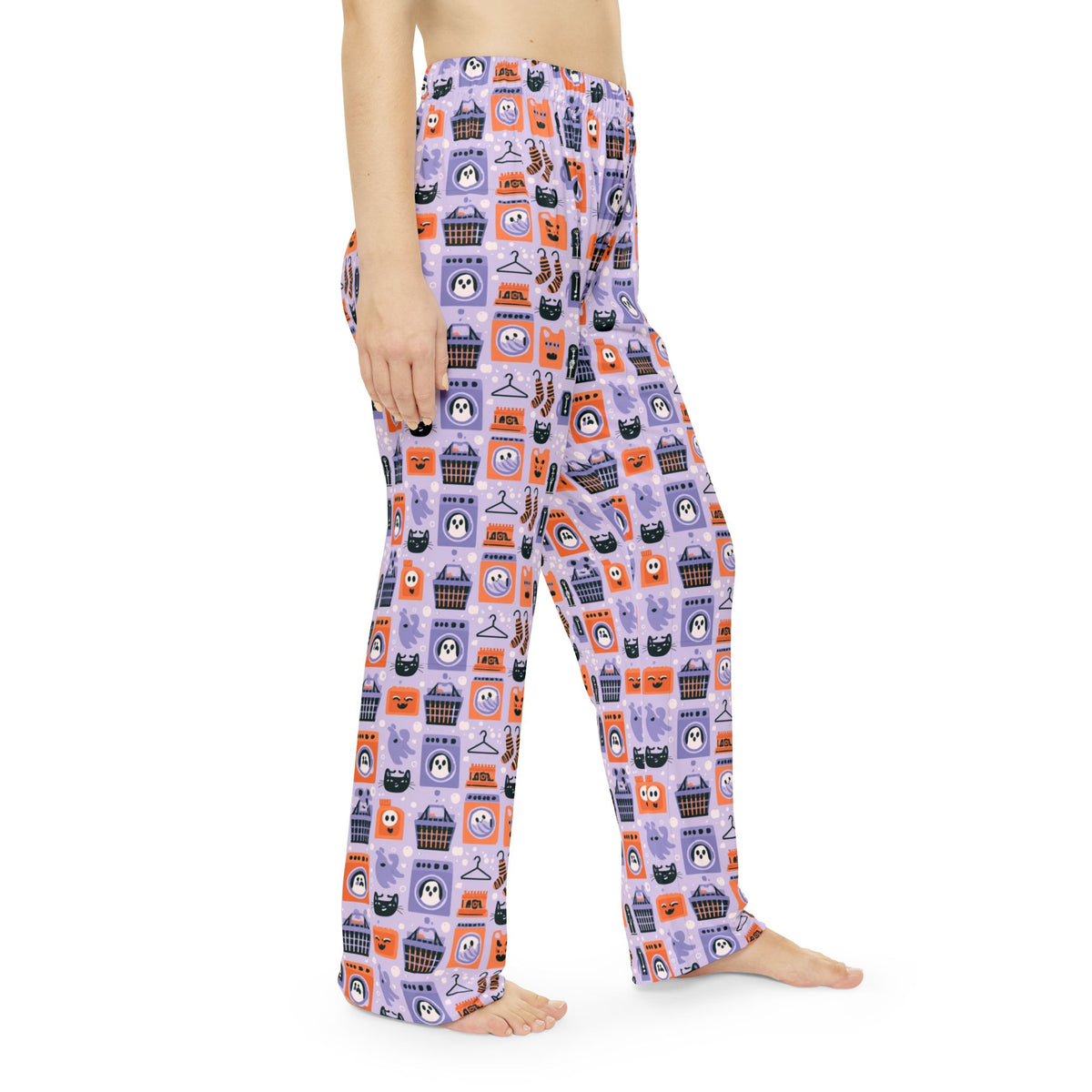 Haunted Laundromat Pajama Pants | Lavender Ghost & Cat Print