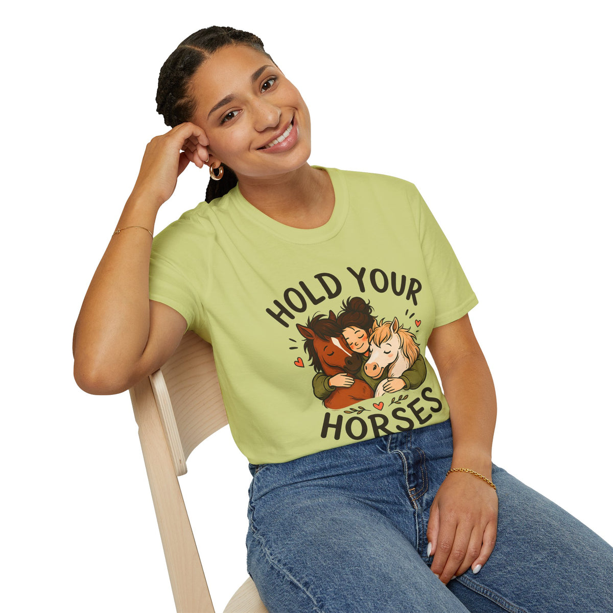 Hold Your Horses T-Shirt | Cute Hugging Horses Illustration