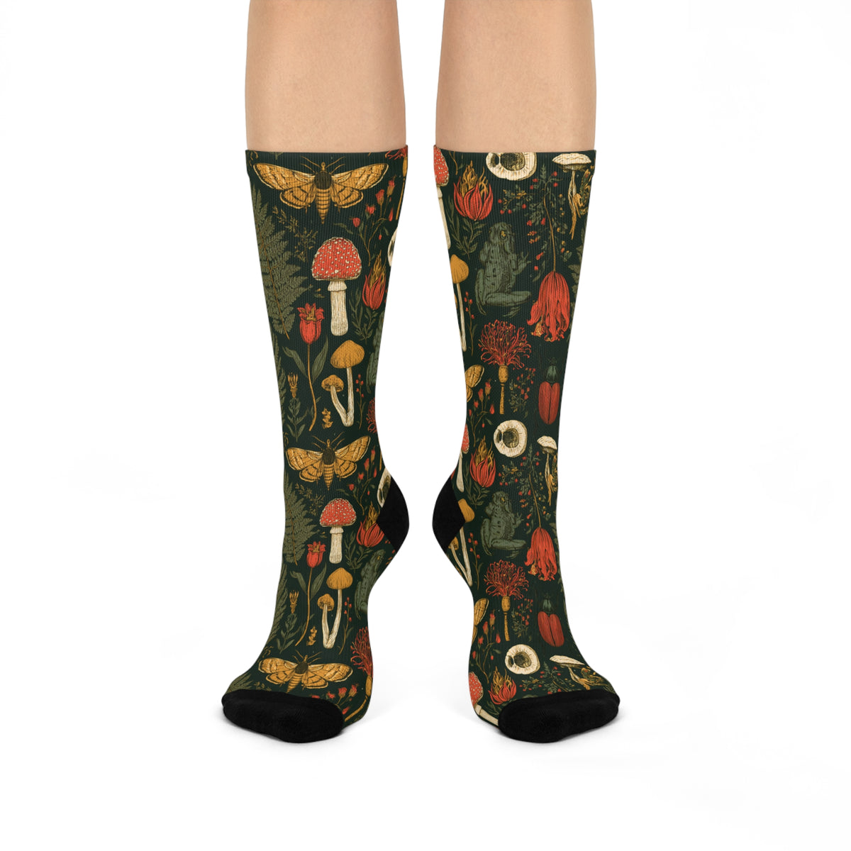 Cabinet of Curiosities Crew Socks | Fern Moth Mushroom Print