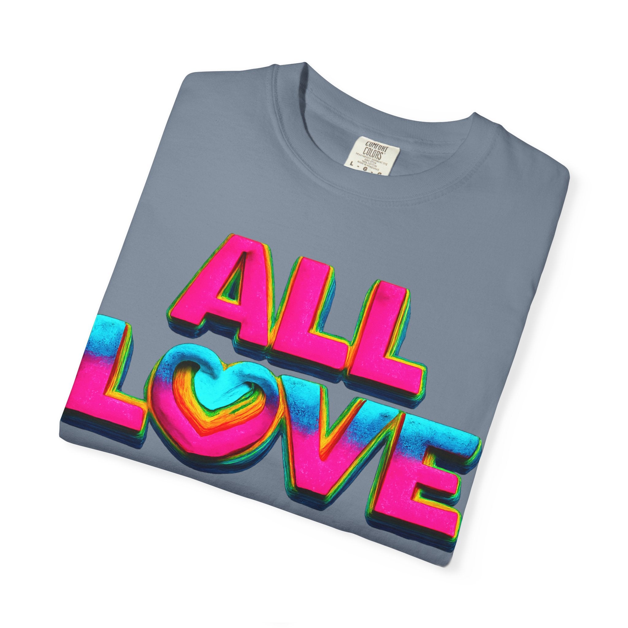 All Love Shirt, Retro Colorful Tee, Positive Vibes Shirt, Heart Graphic Tee, Bright Aesthetic T-Shirt, Feel Good Shirt, Gift for Friends