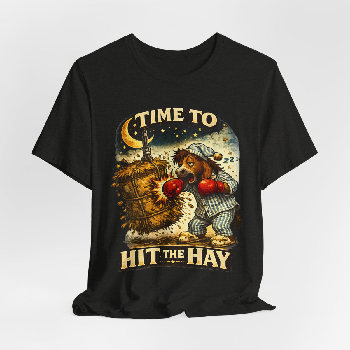 Time To Hit The Hay Shirt, Sleepy Horse Pajama Boxer Tee, Funny Bedtime Pun T-Shirt, Horse Lover Gift, Cozy Sleep Humor Graphic Tee