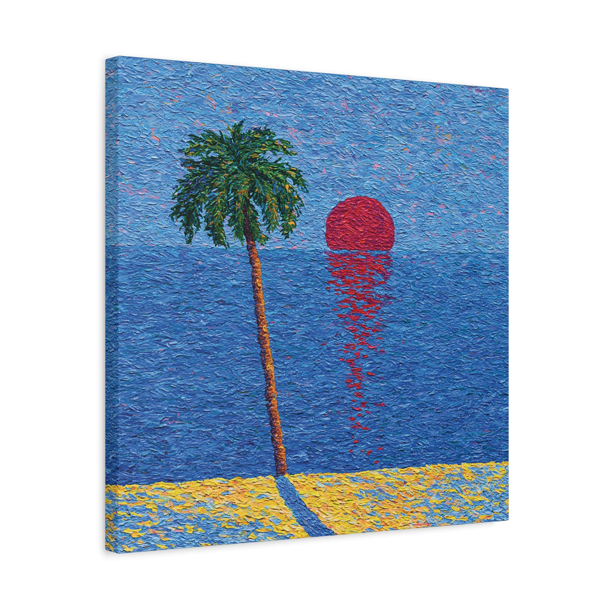 Tropical Sunset Canvas Wall Art, Palm Tree Painting, Colorful Coastal Decor, Tropical Studies No. 1