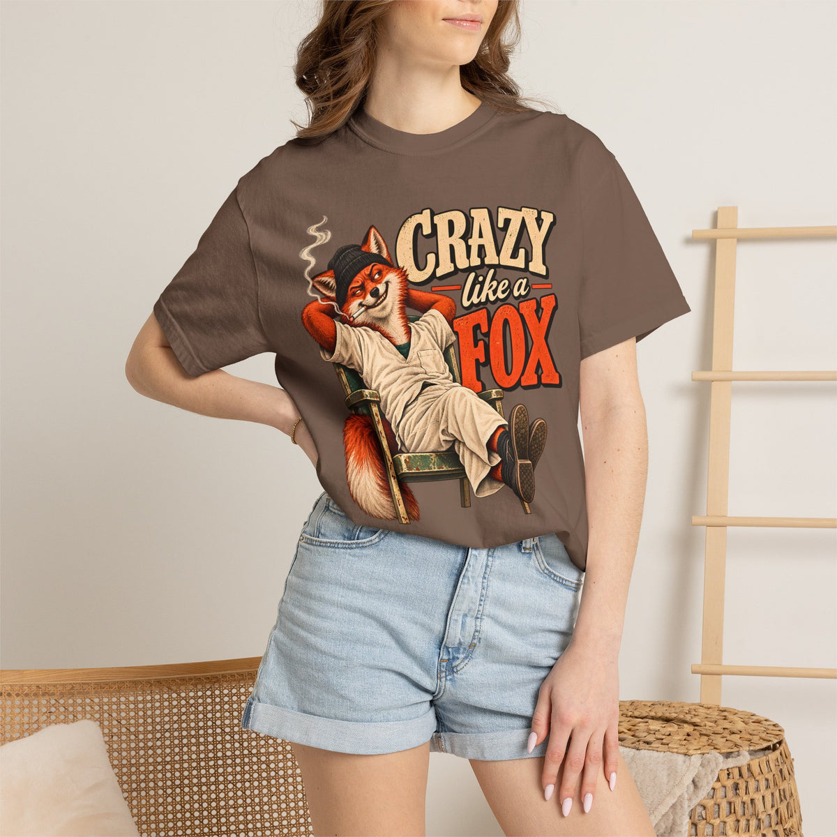 Crazy Like a Fox Shirt, Funny Fox Graphic Tee, Vintage Animal T Shirt, Retro Fox Lover Gift, Comfort Colors Unisex, Sarcastic Humor Shirt