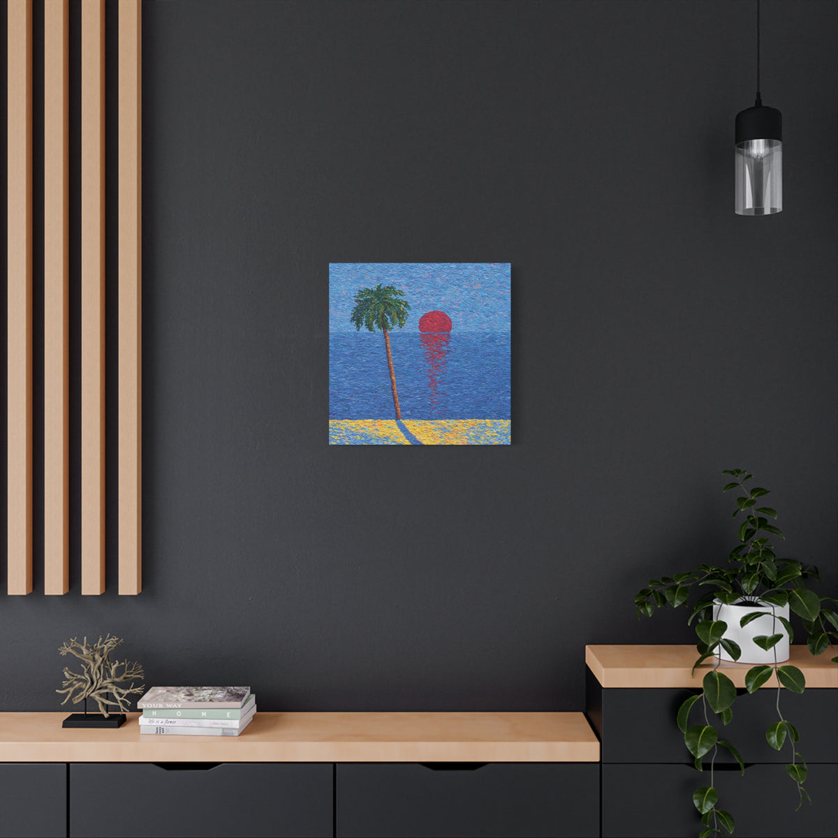 Tropical Sunset Canvas Wall Art, Palm Tree Painting, Colorful Coastal Decor, Tropical Studies No. 1