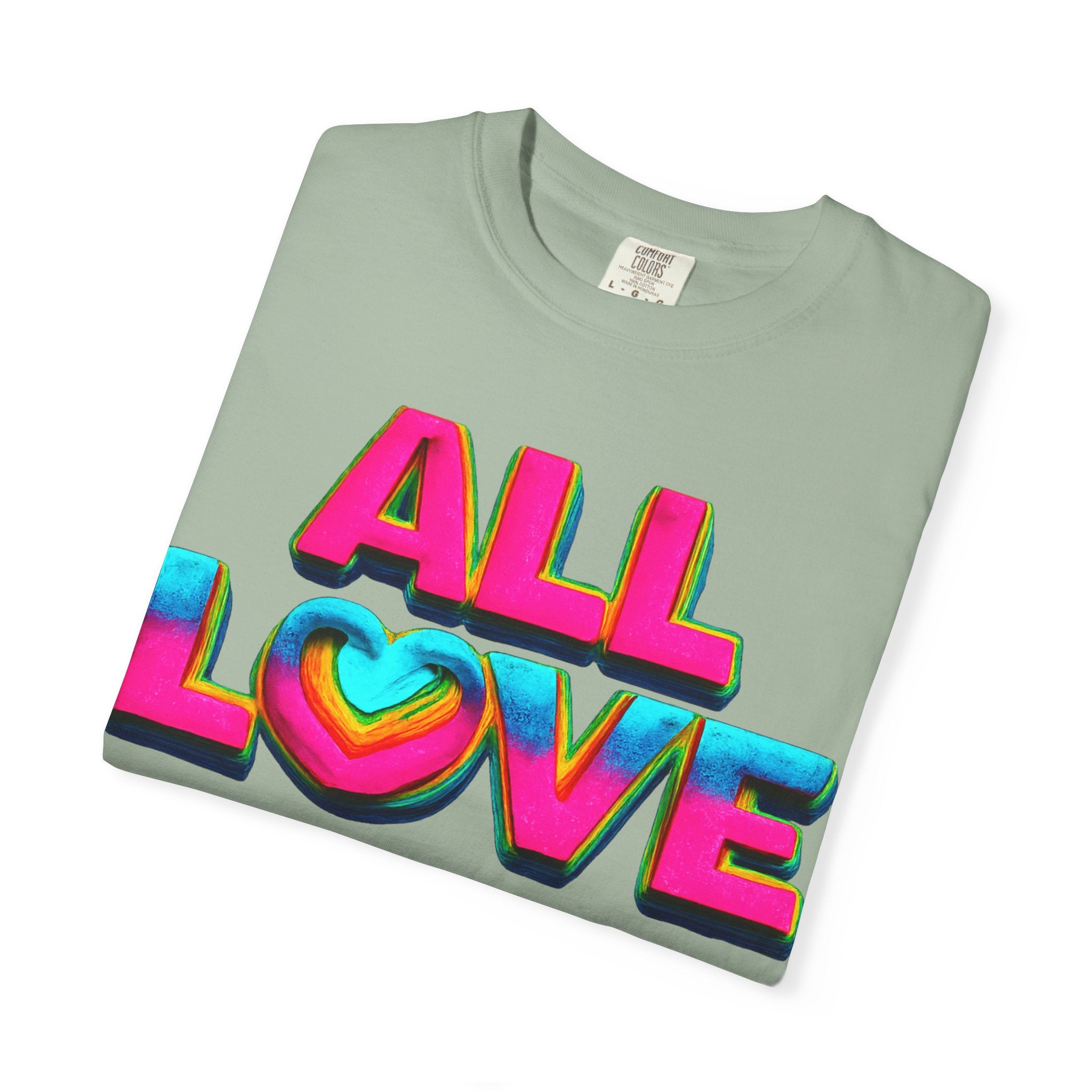 All Love Shirt, Retro Colorful Tee, Positive Vibes Shirt, Heart Graphic Tee, Bright Aesthetic T-Shirt, Feel Good Shirt, Gift for Friends