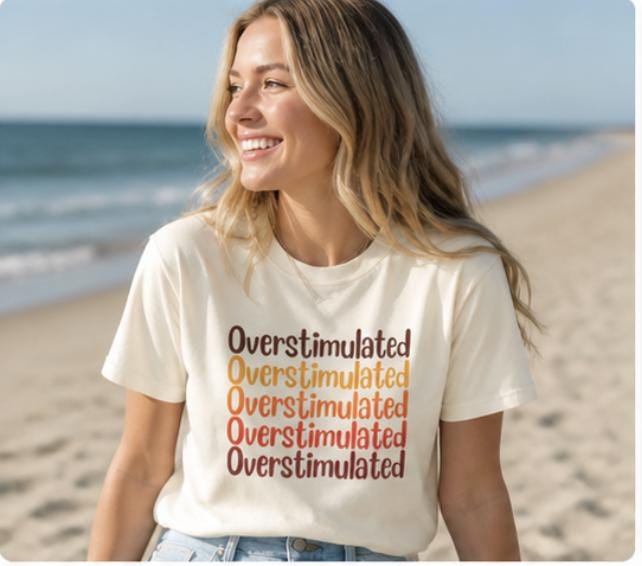 Overstimulated Shirt, Funny Mental Health Tee, Introvert Social Battery Low Graphic Tee