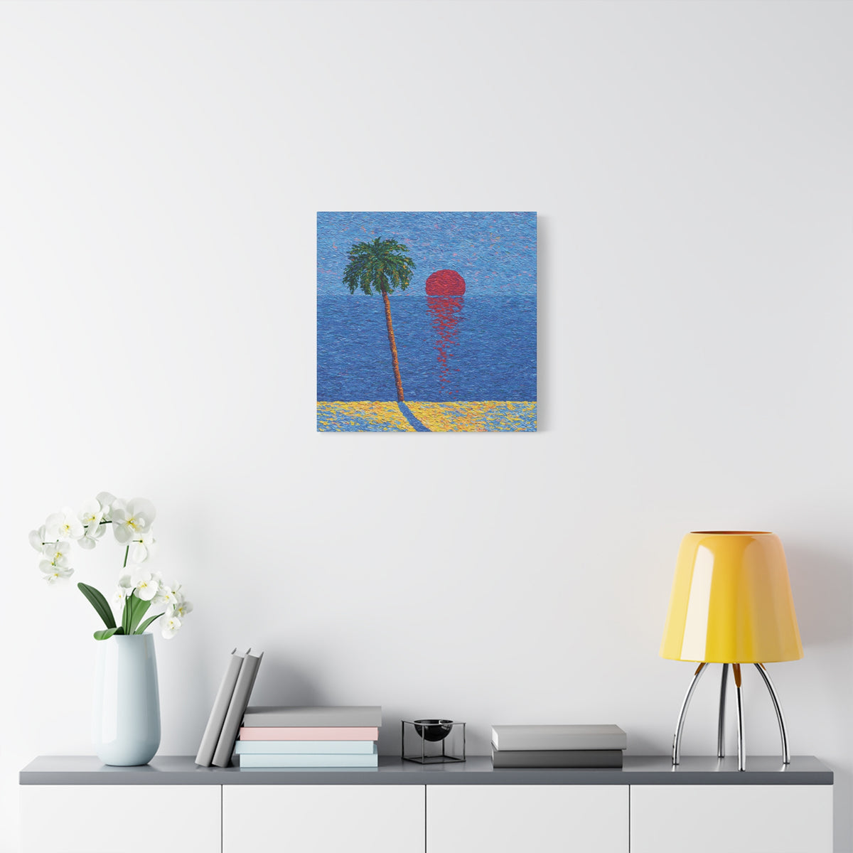 Tropical Sunset Canvas Wall Art, Palm Tree Painting, Colorful Coastal Decor, Tropical Studies No. 1