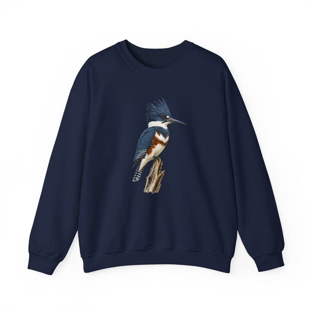 Belted Kingfisher Illustration Sweatshirt | Vintage Bird Art, Nature Lover