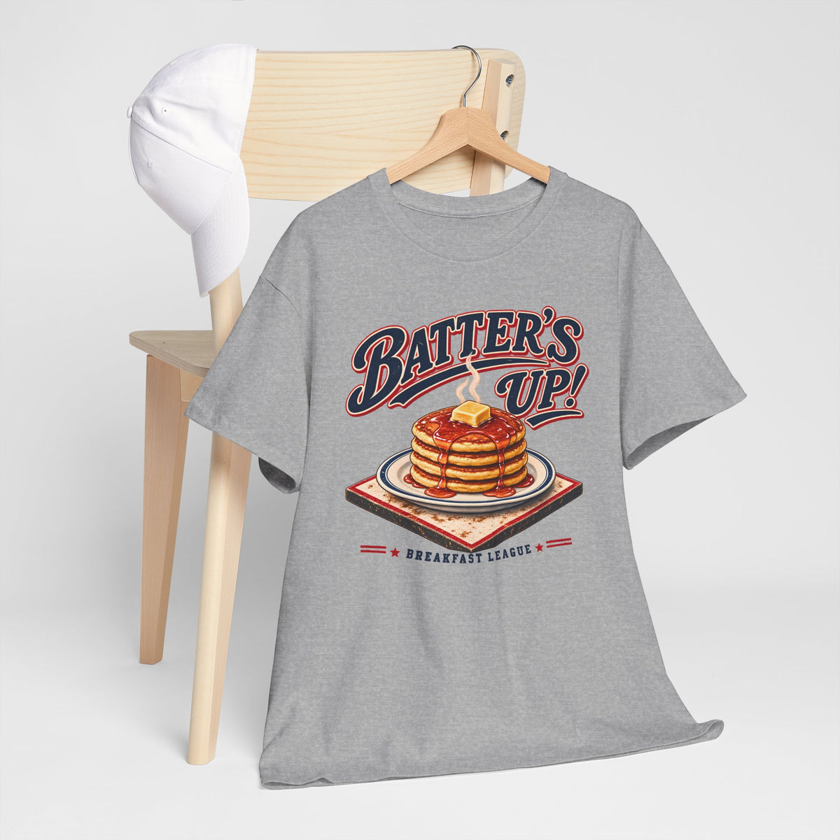 Batters Up Pancake Shirt, Vintage Baseball Breakfast Tee, Funny Gameday Food T-Shirt