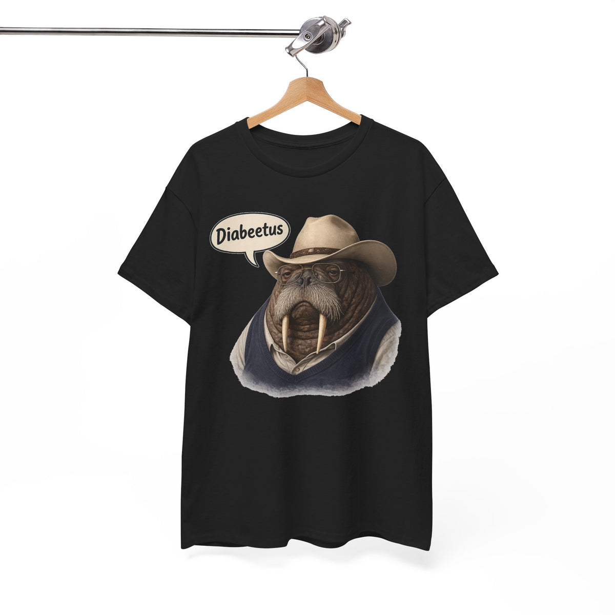 Funny Walrus Cowboy Shirt, Diabetes Humor Tee, Western Walrus Graphic Tee, Meme Shirt, Gift for Him Her, Vintage Style Animal Shirt