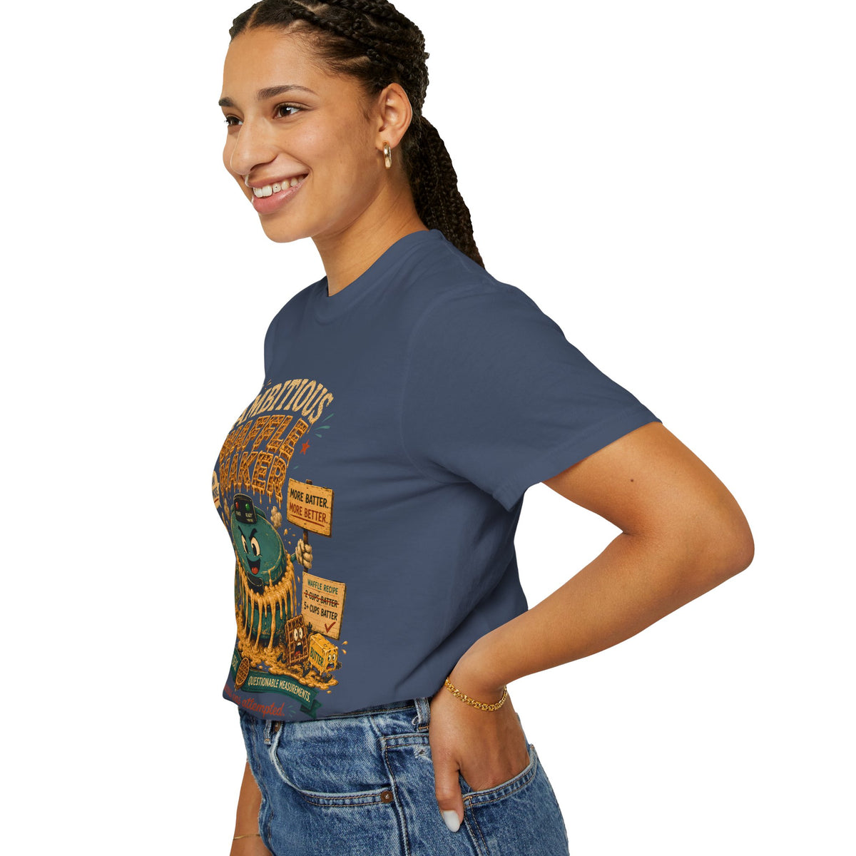 Ambitious Waffle Maker T-shirt | Retro Cartoon Breakfast Illustration