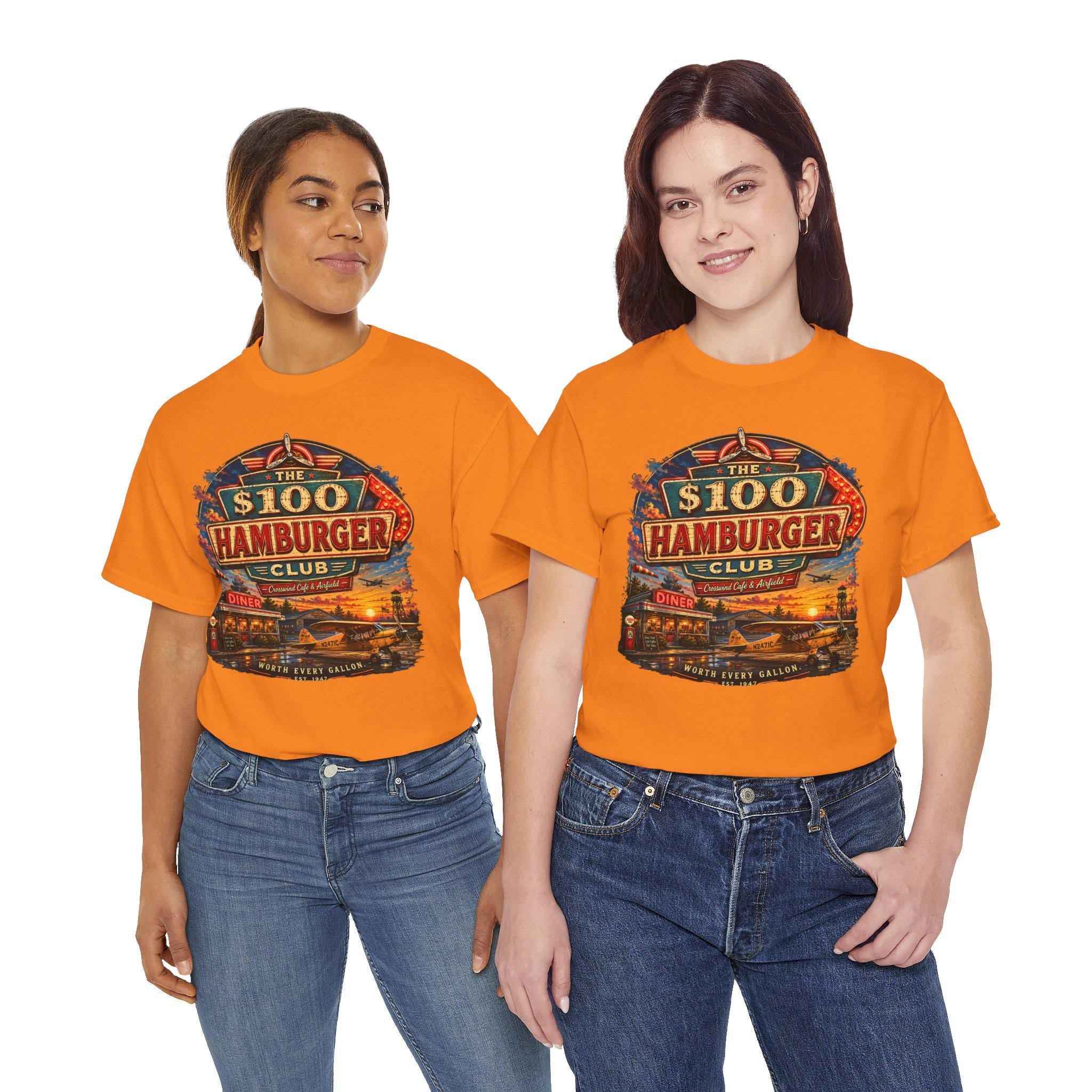 100 Dollar Hamburger Club Pilot Shirt, Vintage Aviation Diner Tee, Taildragger Airplane Gift