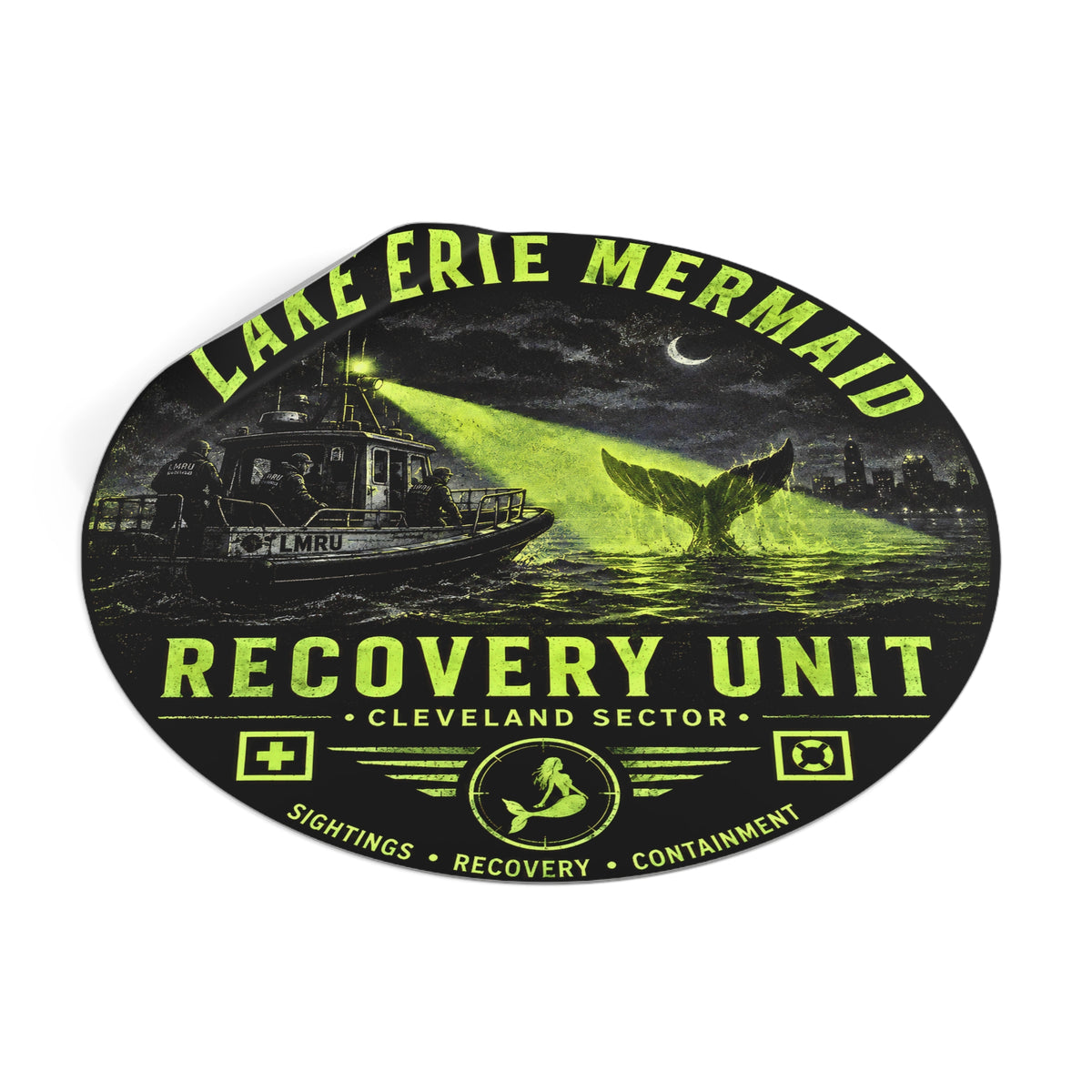 Lake Erie Mermaid Recovery Unit Sticker | Round Vinyl Sticker