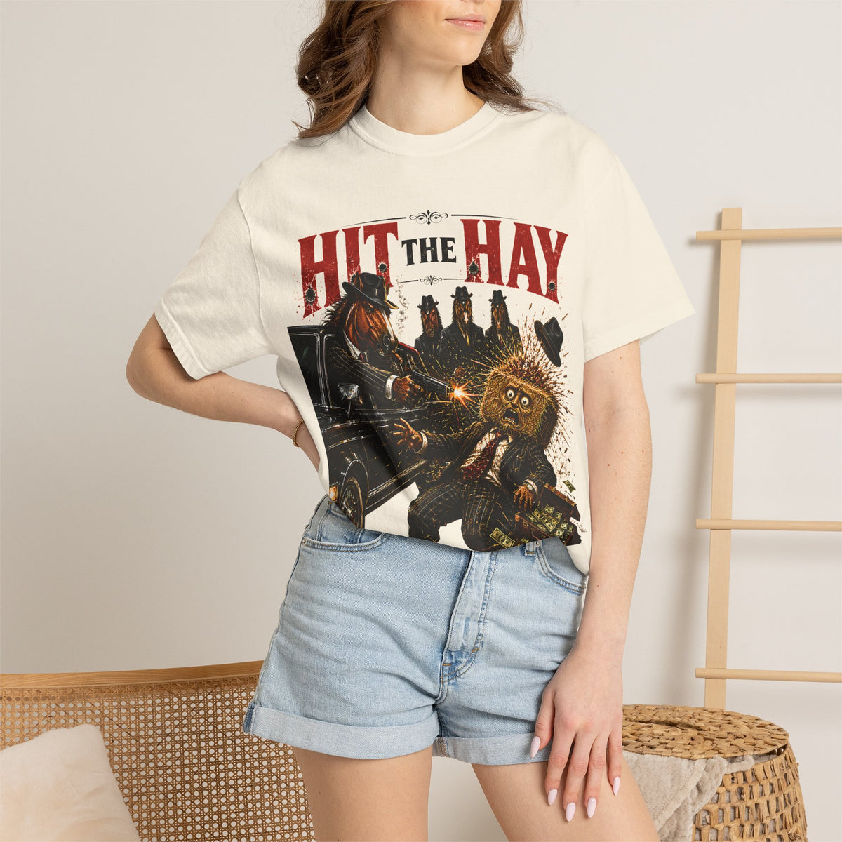 Hit The Hay Shirt, Horse Mafia Funny Tee, He Took It Literally, Mob Movie Parody Shirt, Horse Humor Graphic Tee, Funny Western Gangster Gift